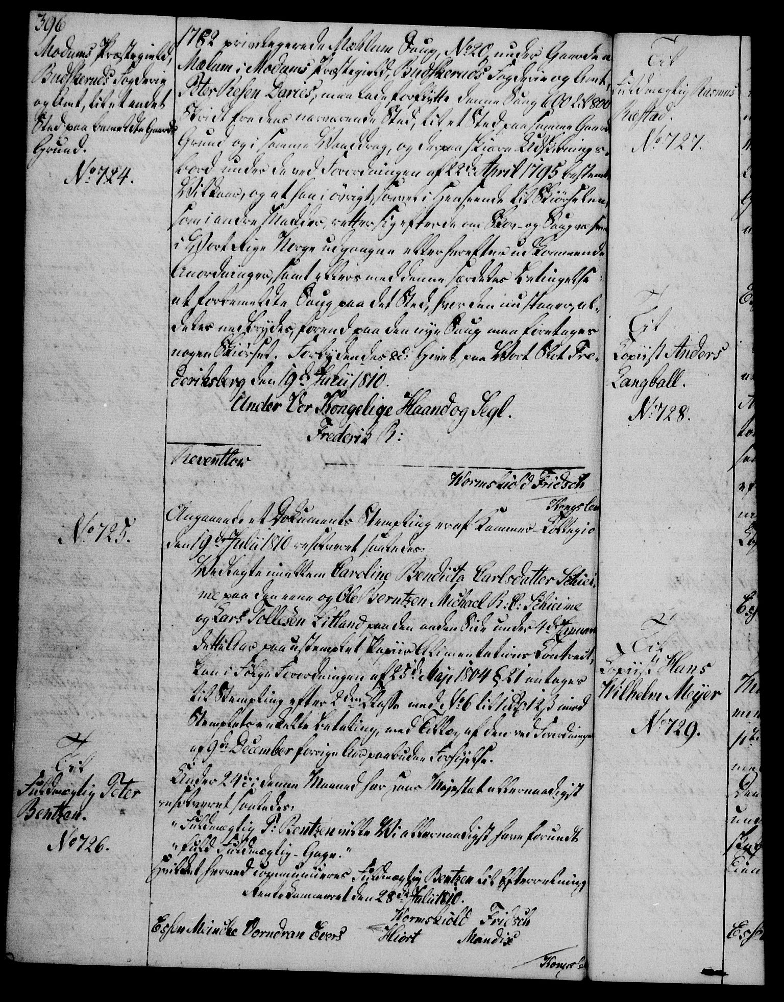 Rentekammeret, Kammerkanselliet, AV/RA-EA-3111/G/Gg/Gga/L0019: Norsk ekspedisjonsprotokoll med register (merket RK 53.19), 1807-1810, p. 396