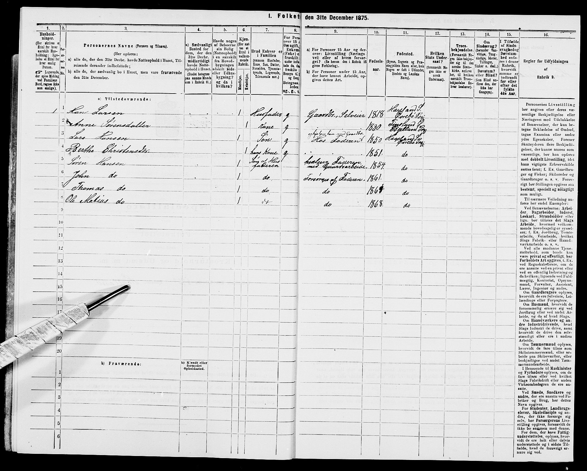 SAK, 1875 census for 1016P Øvrebø, 1875, p. 369