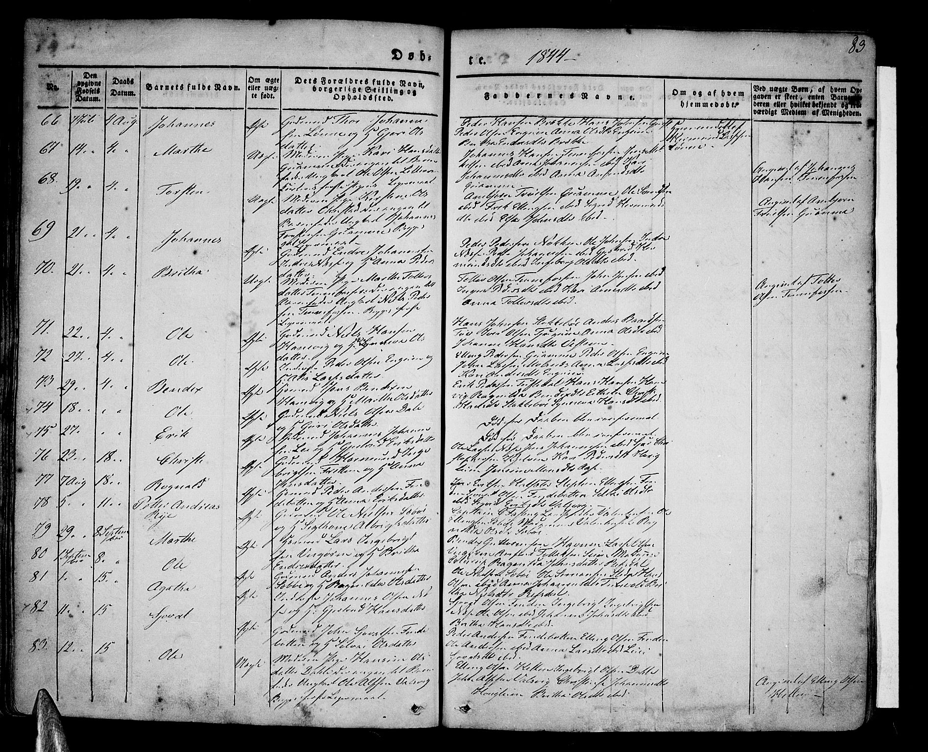 Vik sokneprestembete, SAB/A-81501: Parish register (official) no. A 7, 1831-1845, p. 83