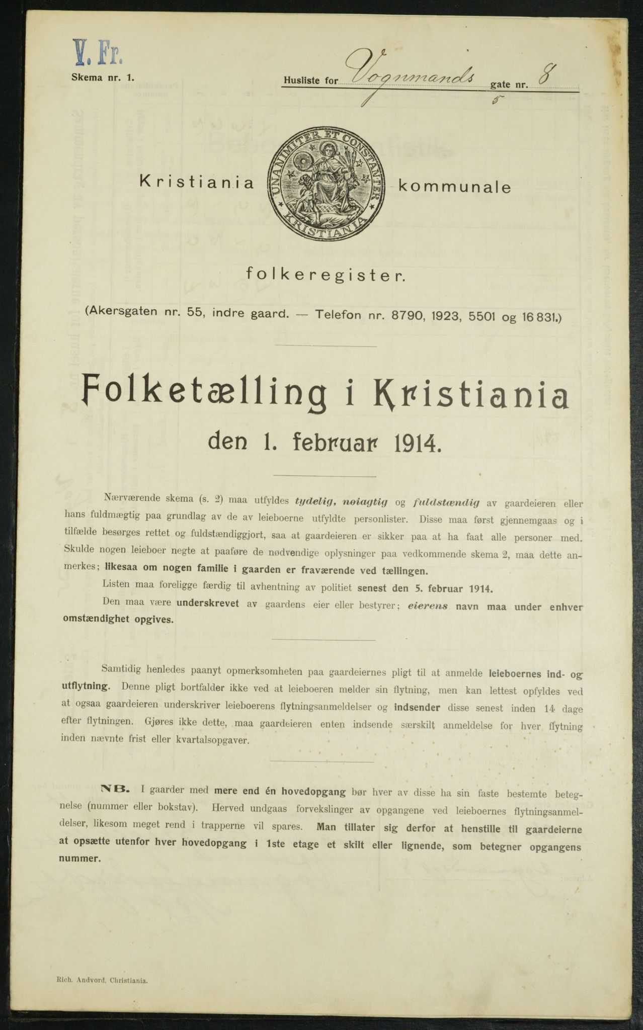OBA, Municipal Census 1914 for Kristiania, 1914, p. 125161
