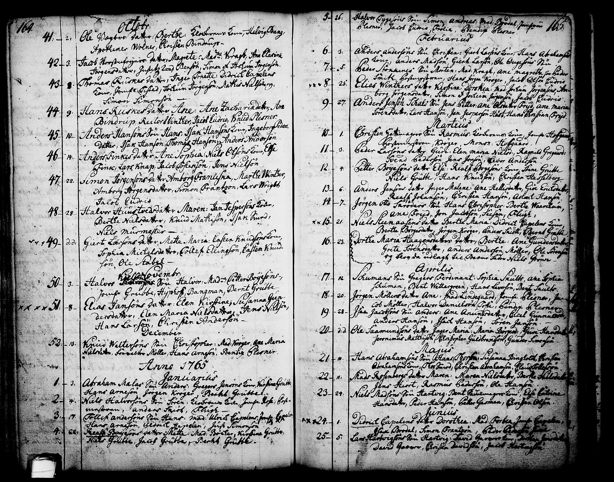 Skien kirkebøker, SAKO/A-302/F/Fa/L0003: Parish register (official) no. 3, 1755-1791, p. 164-165