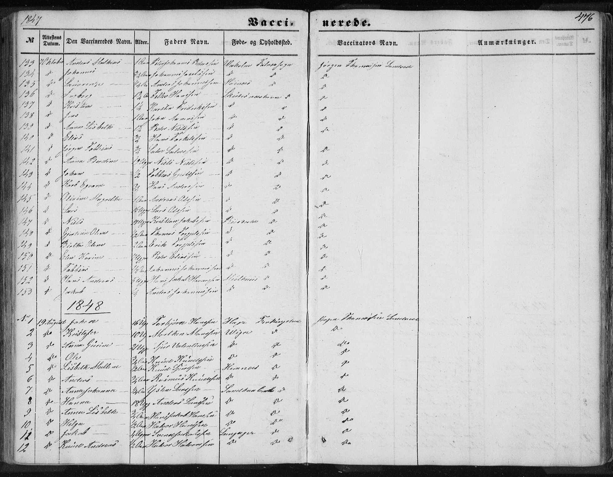 Skudenes sokneprestkontor, SAST/A -101849/H/Ha/Haa/L0005: Parish register (official) no. A 3.2, 1847-1863, p. 476