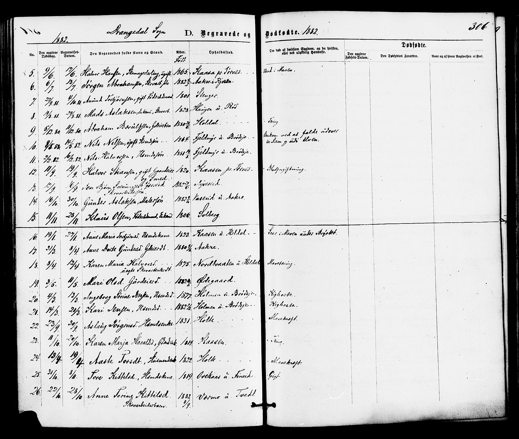 Drangedal kirkebøker, SAKO/A-258/F/Fa/L0009: Parish register (official) no. 9 /1, 1872-1884, p. 306