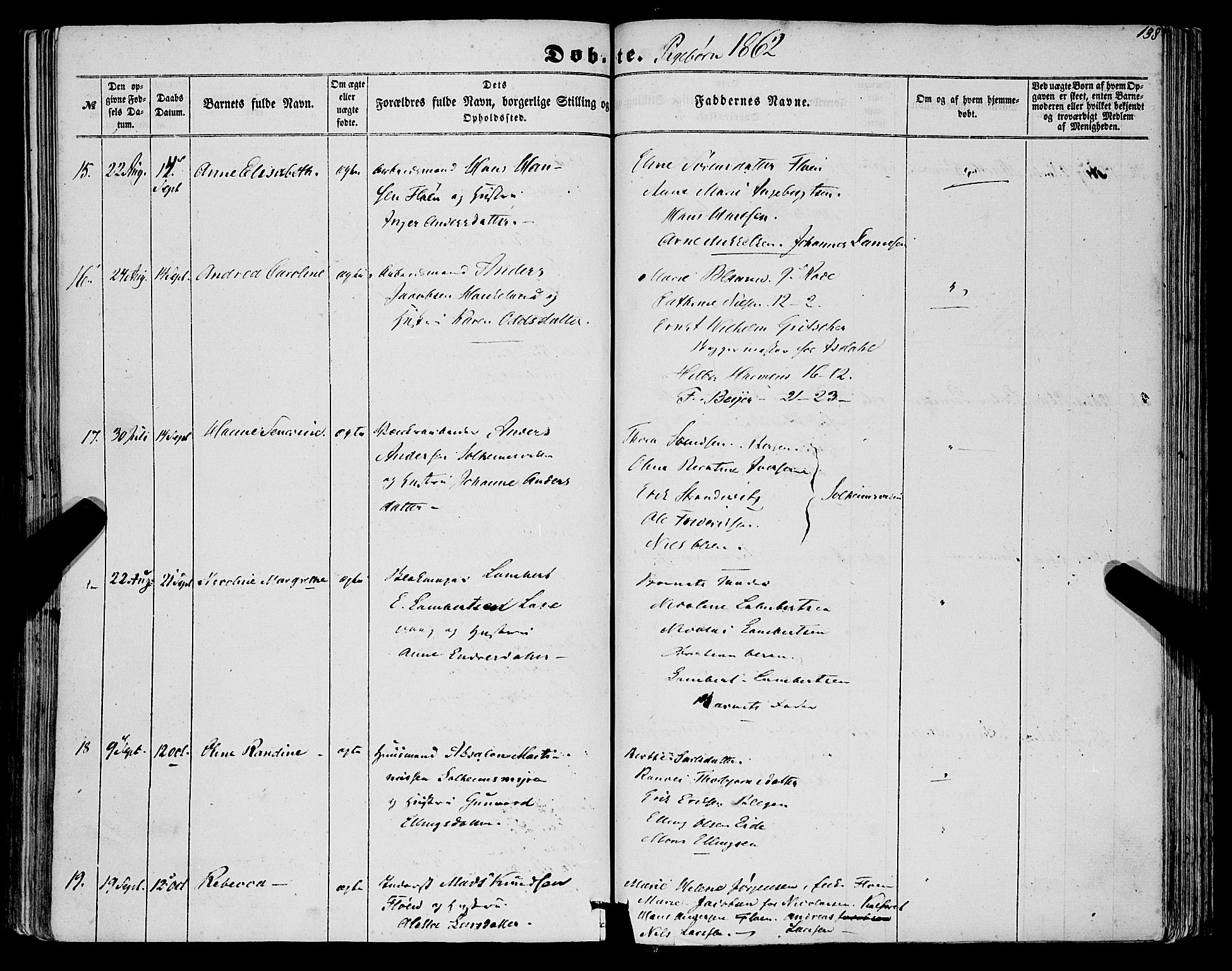 St. Jørgens hospital og Årstad sokneprestembete, AV/SAB-A-99934: Parish register (official) no. A 5, 1857-1869, p. 138