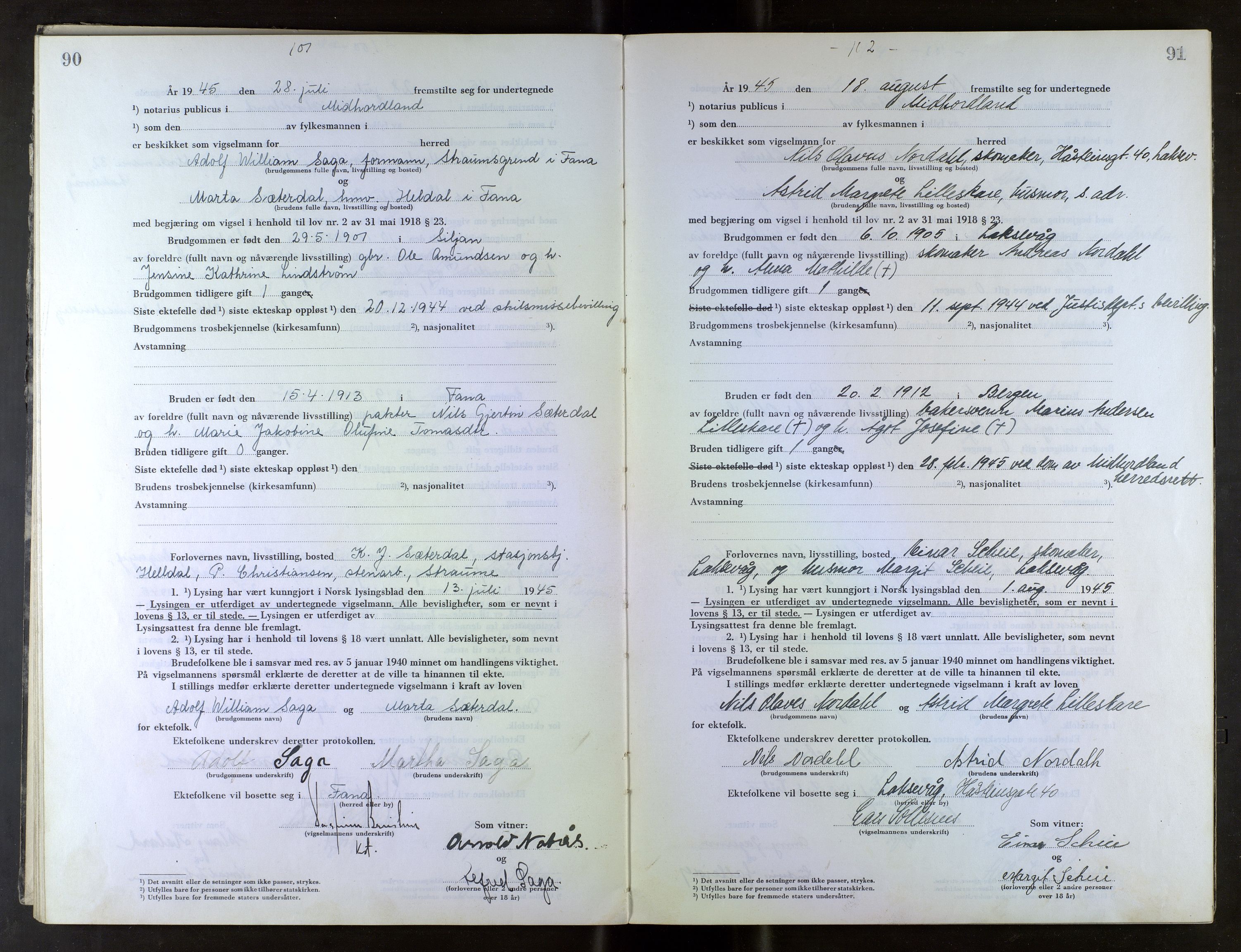 Midhordland sorenskriveri, AV/SAB-A-3001/1/M/Mc/Mca/L0007: Notarialbilag. Vigselbøker, 1945-1948, p. 90-91