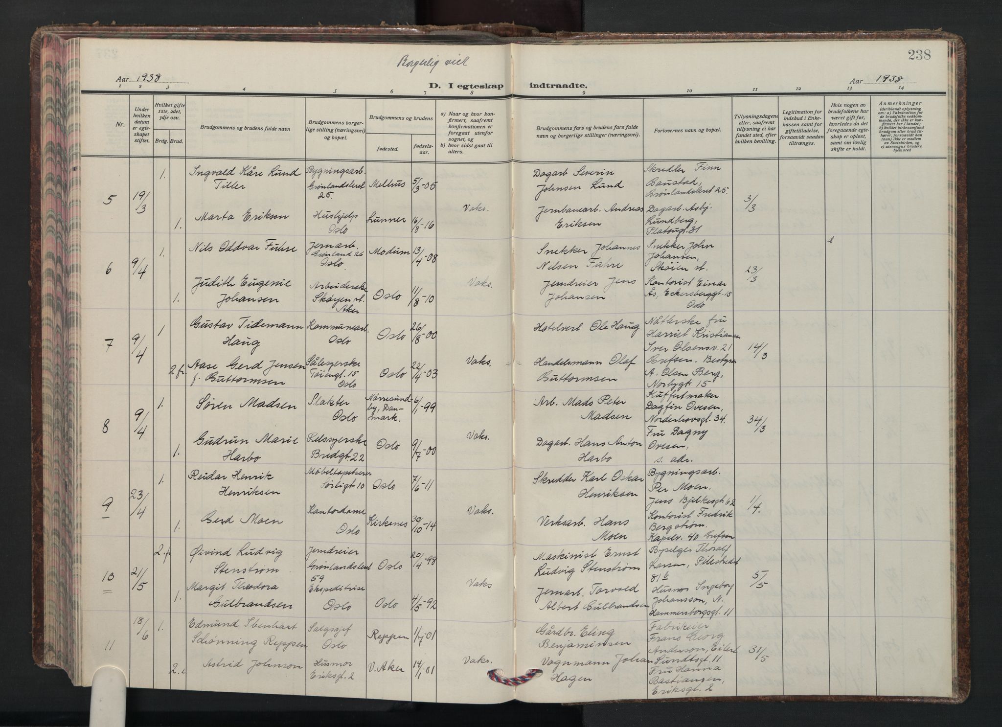 Grønland prestekontor Kirkebøker, AV/SAO-A-10848/F/Fa/L0020: Parish register (official) no. 20, 1935-1946, p. 238