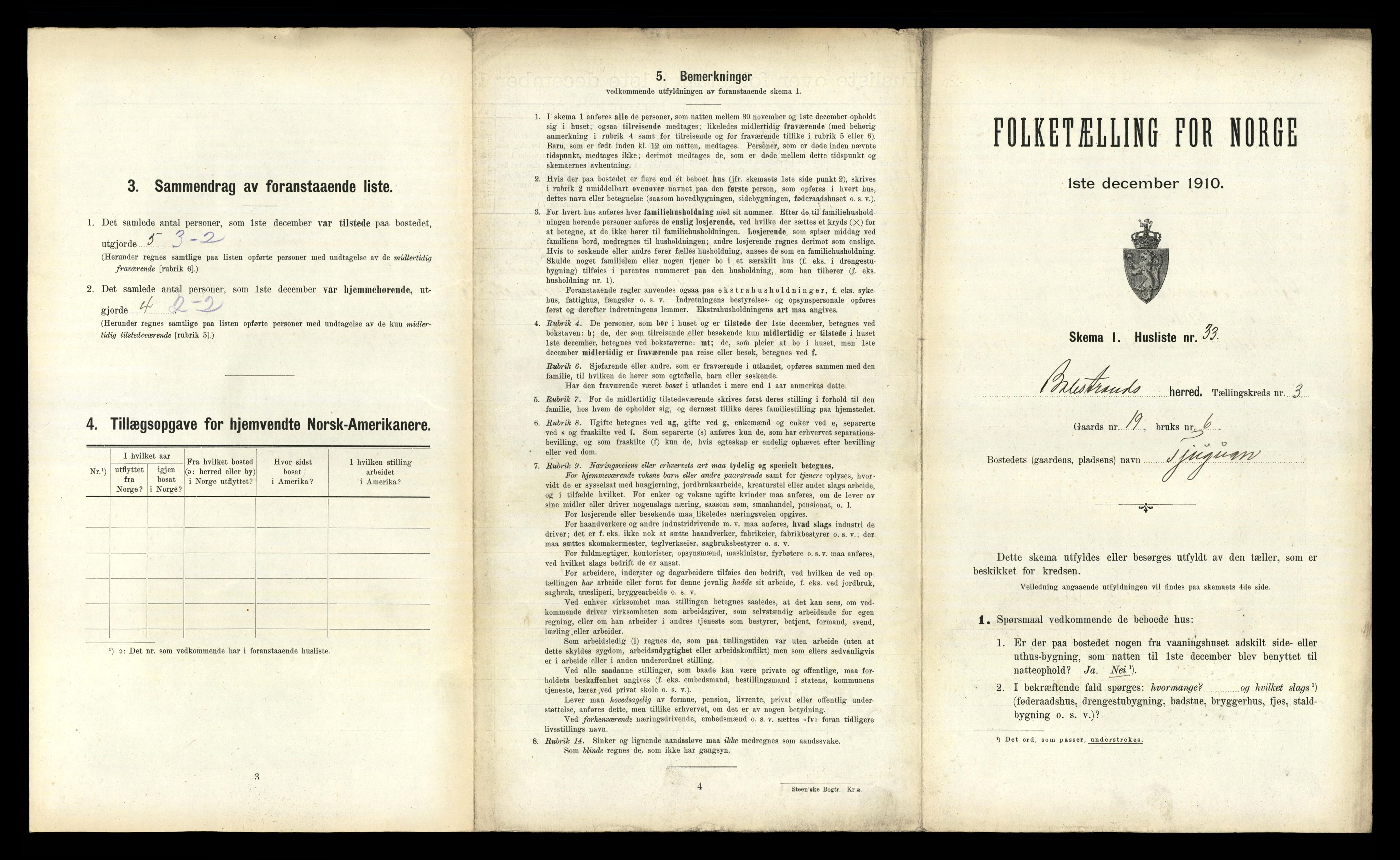 RA, 1910 census for Balestrand, 1910, p. 308