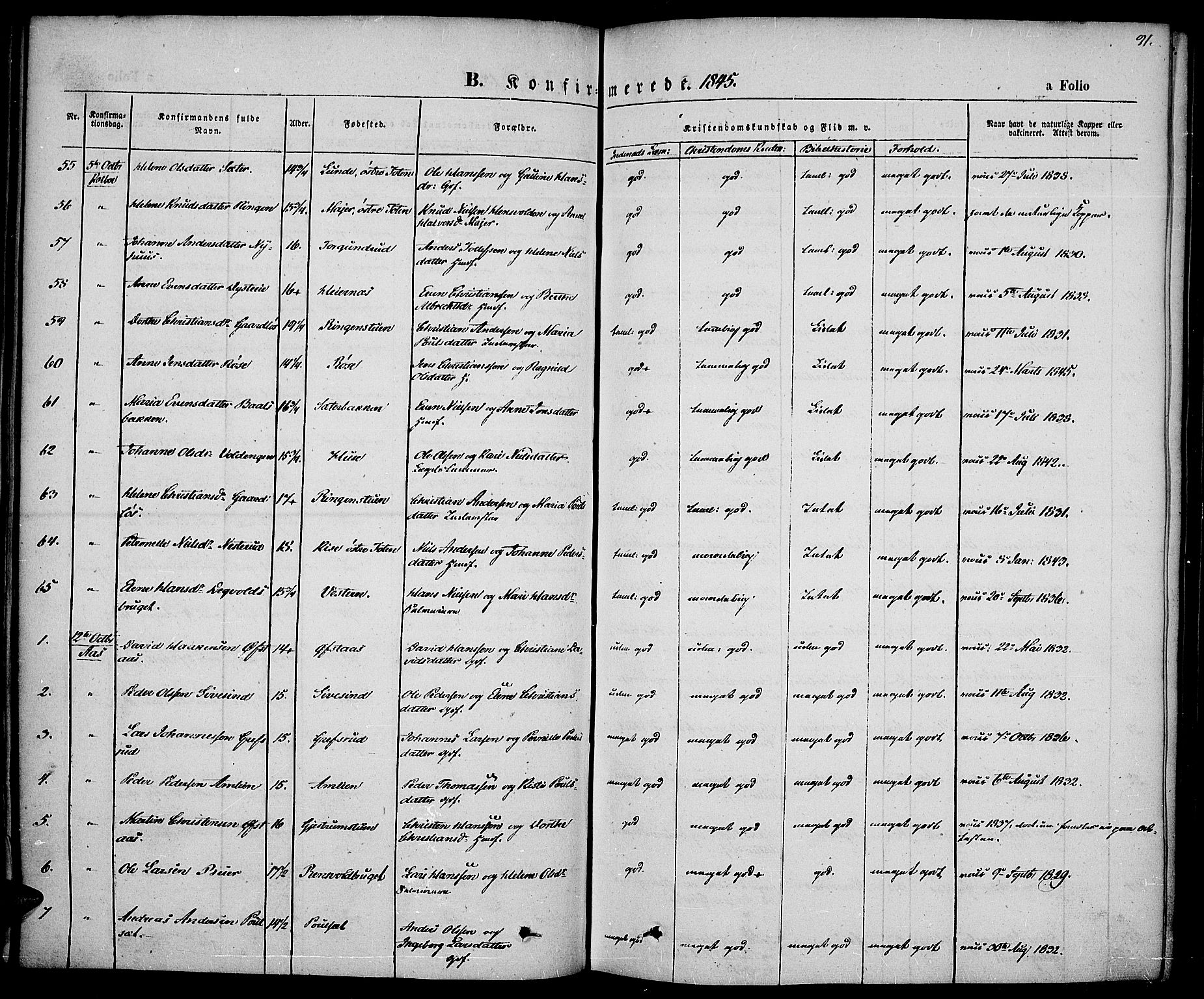 Vestre Toten prestekontor, AV/SAH-PREST-108/H/Ha/Haa/L0004: Parish register (official) no. 4, 1844-1849, p. 91