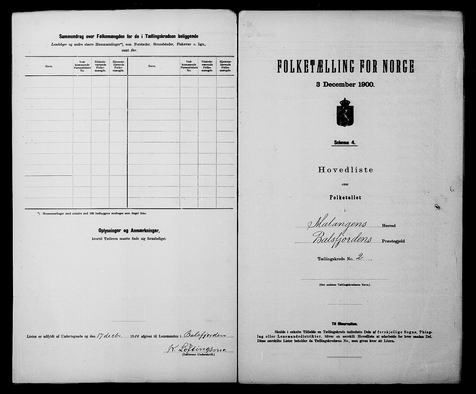 SATØ, 1900 census for Malangen, 1900, p. 6