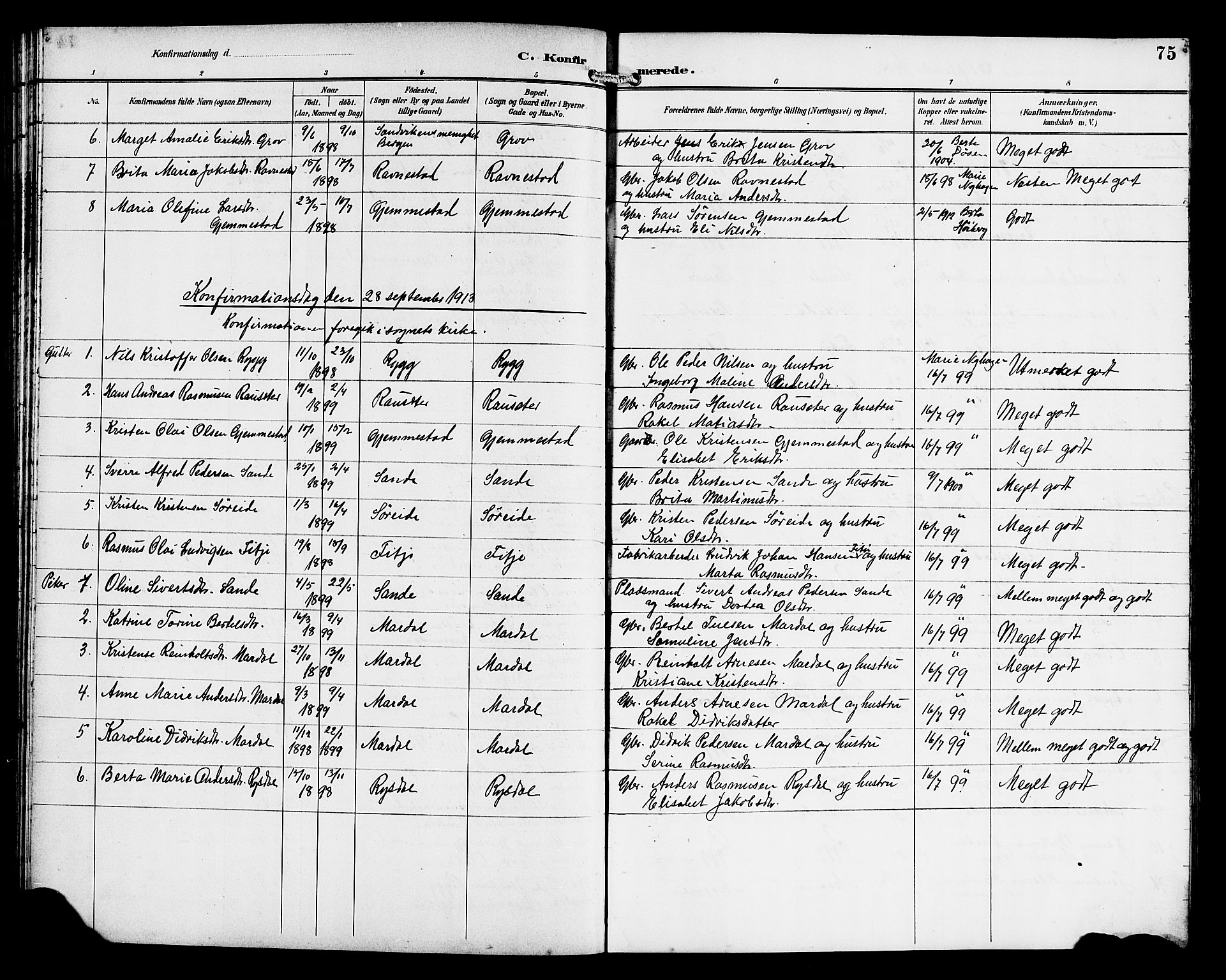 Gloppen sokneprestembete, AV/SAB-A-80101/H/Hab/Habd/L0001: Parish register (copy) no. D 1, 1892-1921, p. 75