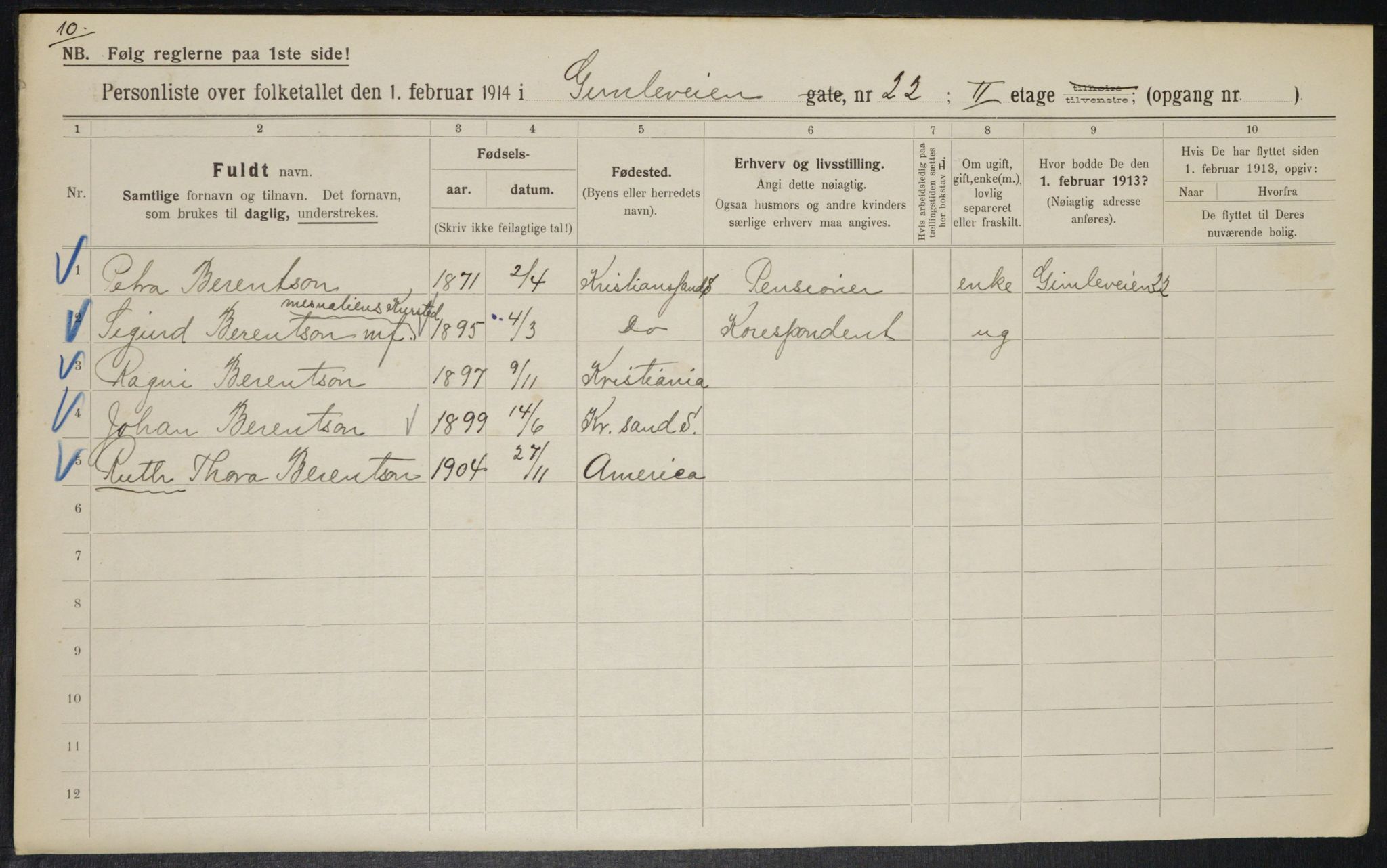 OBA, Municipal Census 1914 for Kristiania, 1914, p. 29431