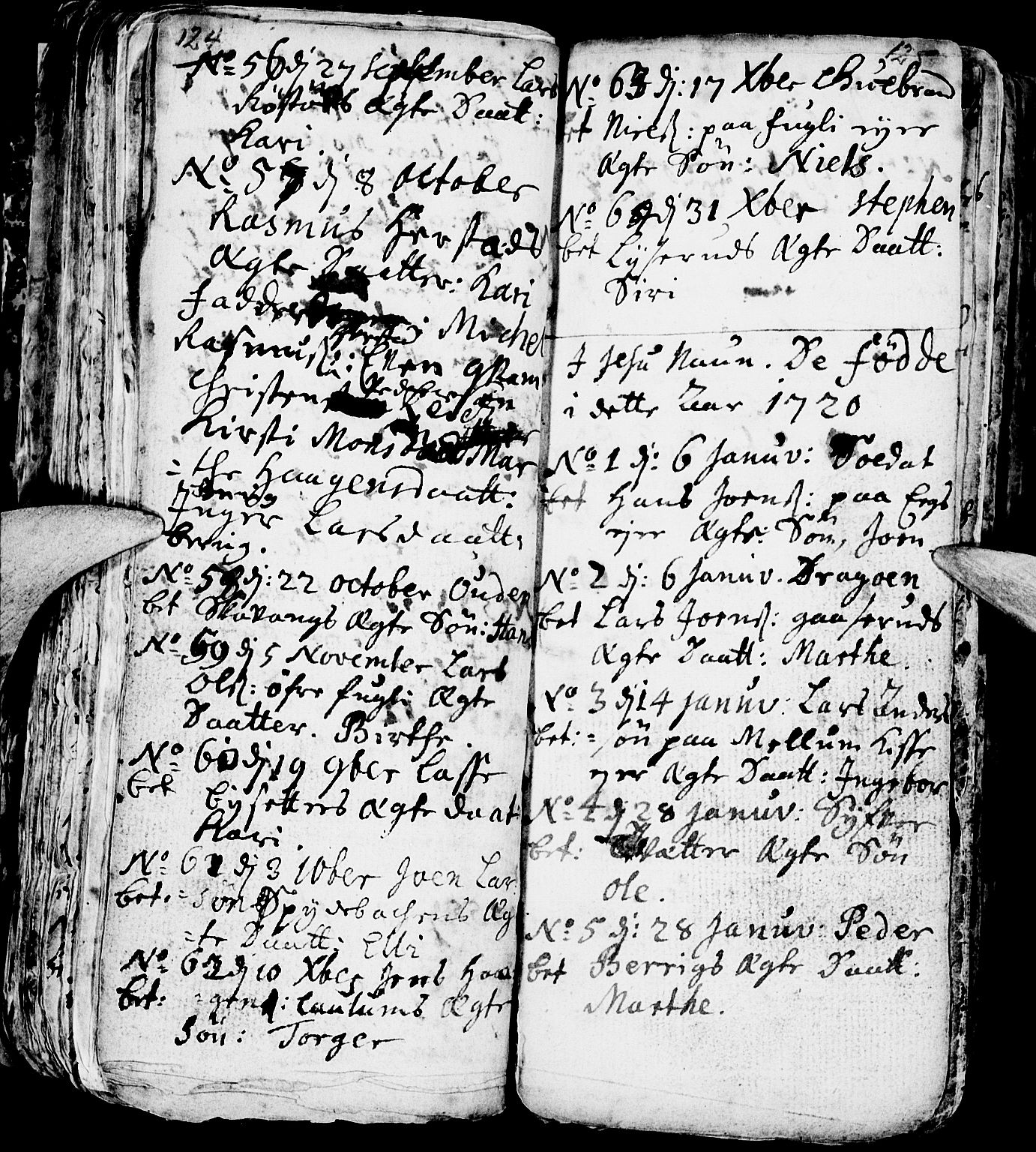 Nes prestekontor, Hedmark, AV/SAH-PREST-020/L/La/L0001: Parish register (copy) no. 1, 1663-1784, p. 124-125