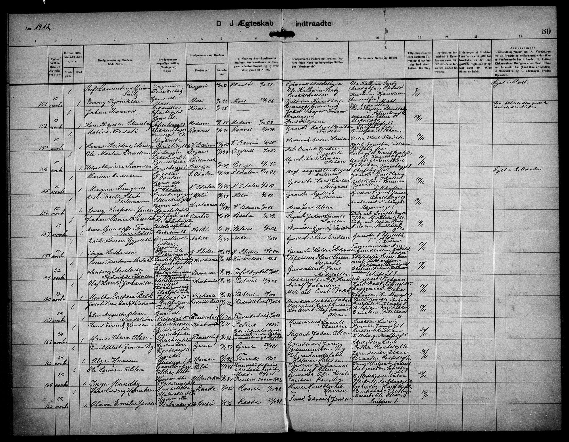 Paulus prestekontor Kirkebøker, SAO/A-10871/F/Fa/L0017: Parish register (official) no. 17, 1906-1917, p. 80