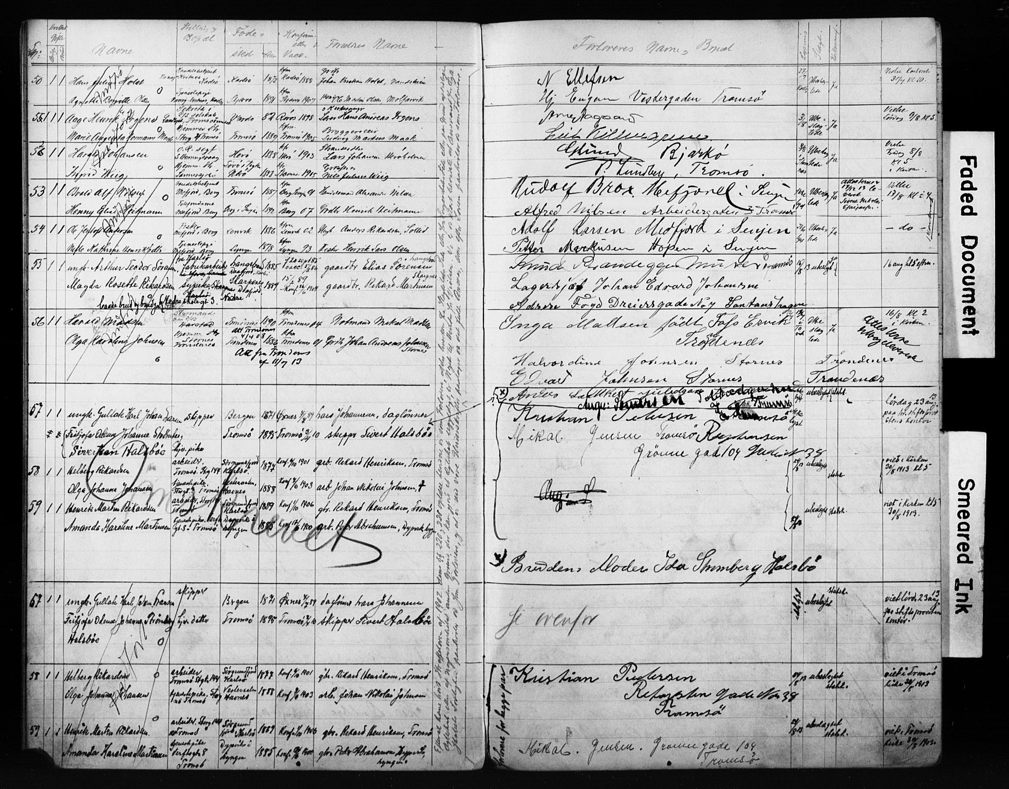 Tromsø sokneprestkontor/stiftsprosti/domprosti, AV/SATØ-S-1343/H/Hc/L0099/0007: Banns register no. 99.7, 1911-1915