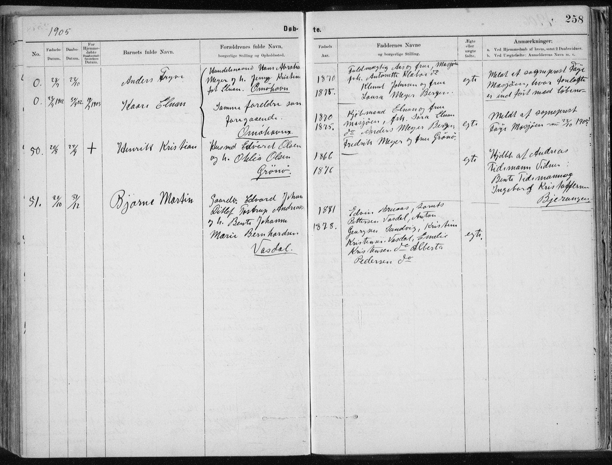 Ministerialprotokoller, klokkerbøker og fødselsregistre - Nordland, AV/SAT-A-1459/843/L0636: Parish register (copy) no. 843C05, 1884-1909, p. 258