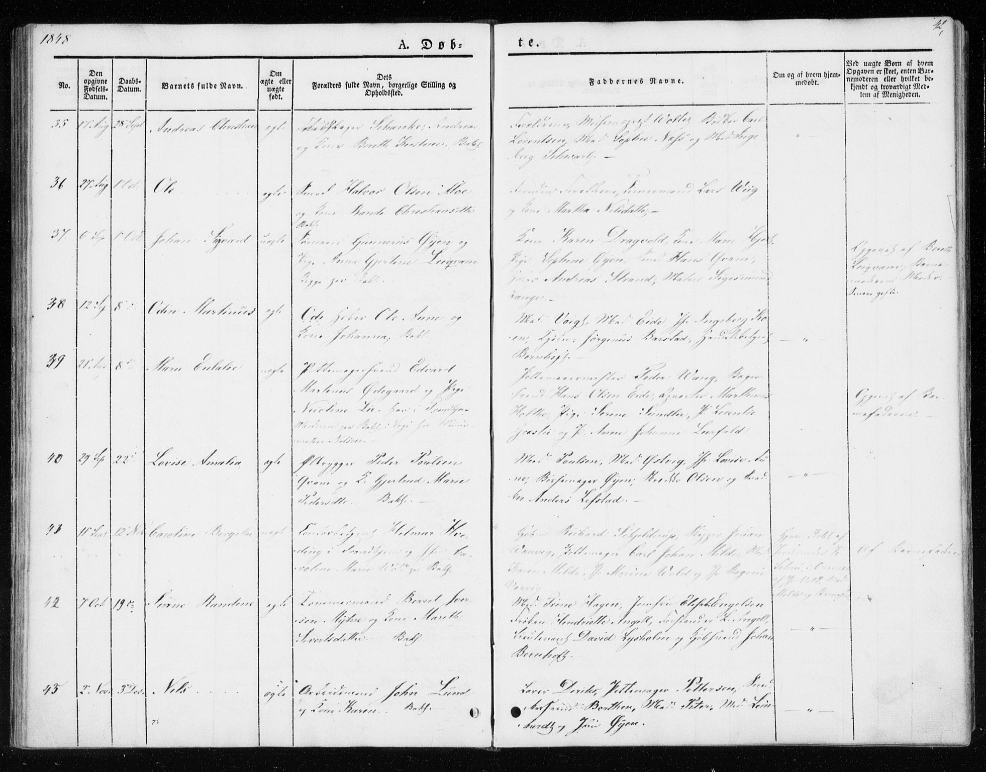 Ministerialprotokoller, klokkerbøker og fødselsregistre - Sør-Trøndelag, SAT/A-1456/604/L0183: Parish register (official) no. 604A04, 1841-1850, p. 42