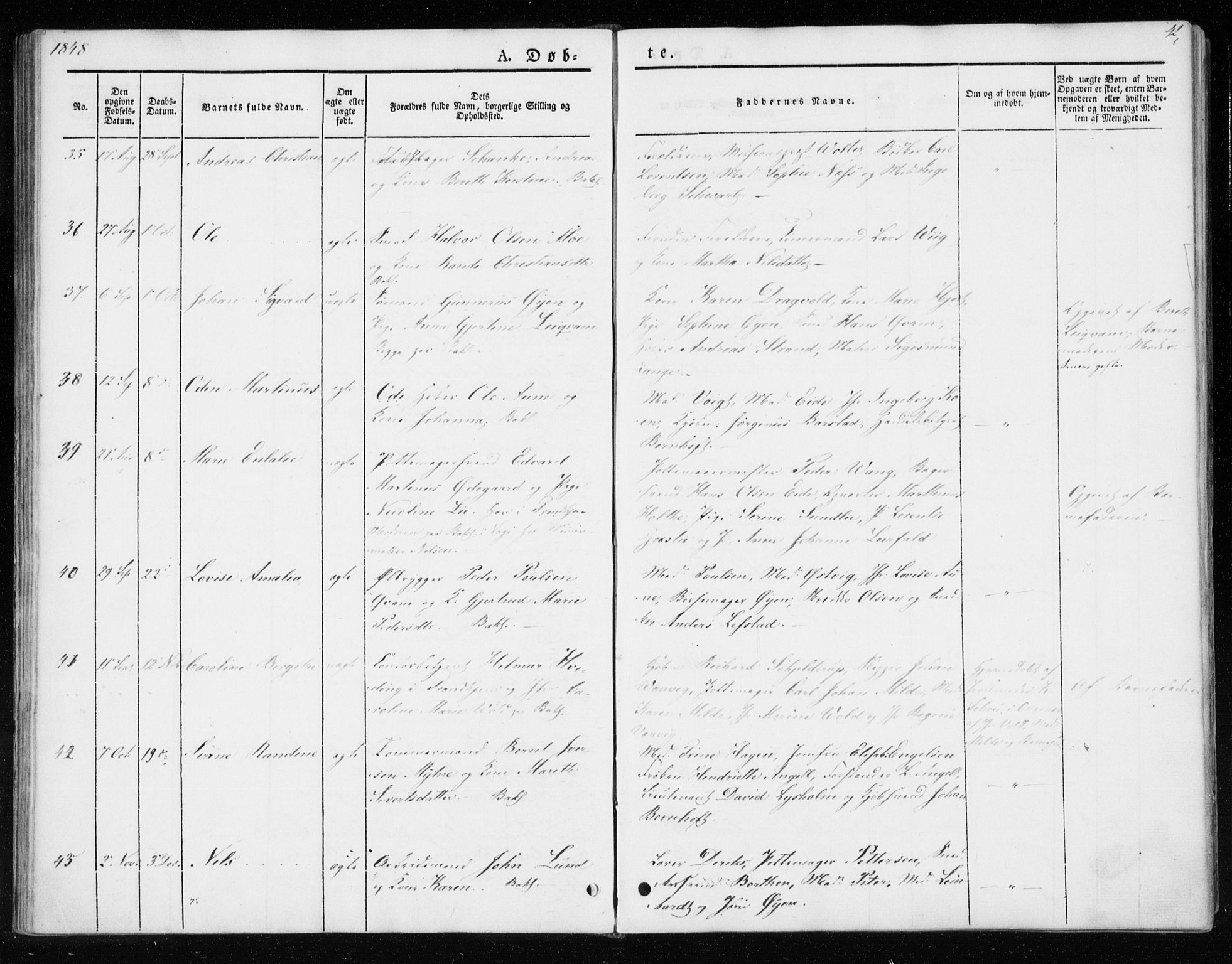 Ministerialprotokoller, klokkerbøker og fødselsregistre - Sør-Trøndelag, AV/SAT-A-1456/604/L0183: Parish register (official) no. 604A04, 1841-1850, p. 42