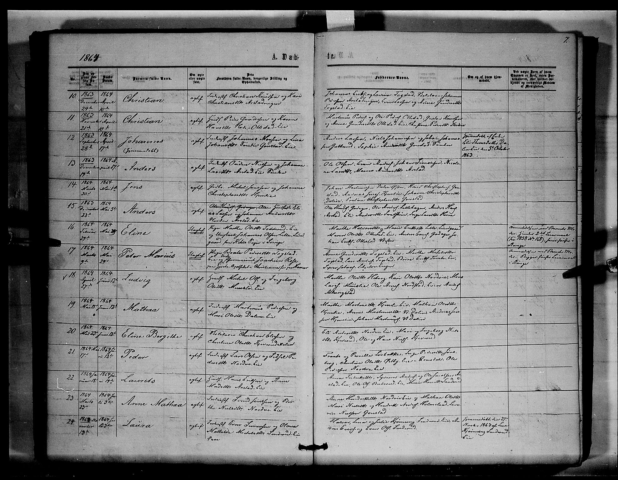 Stange prestekontor, AV/SAH-PREST-002/K/L0015: Parish register (official) no. 15, 1862-1879, p. 7