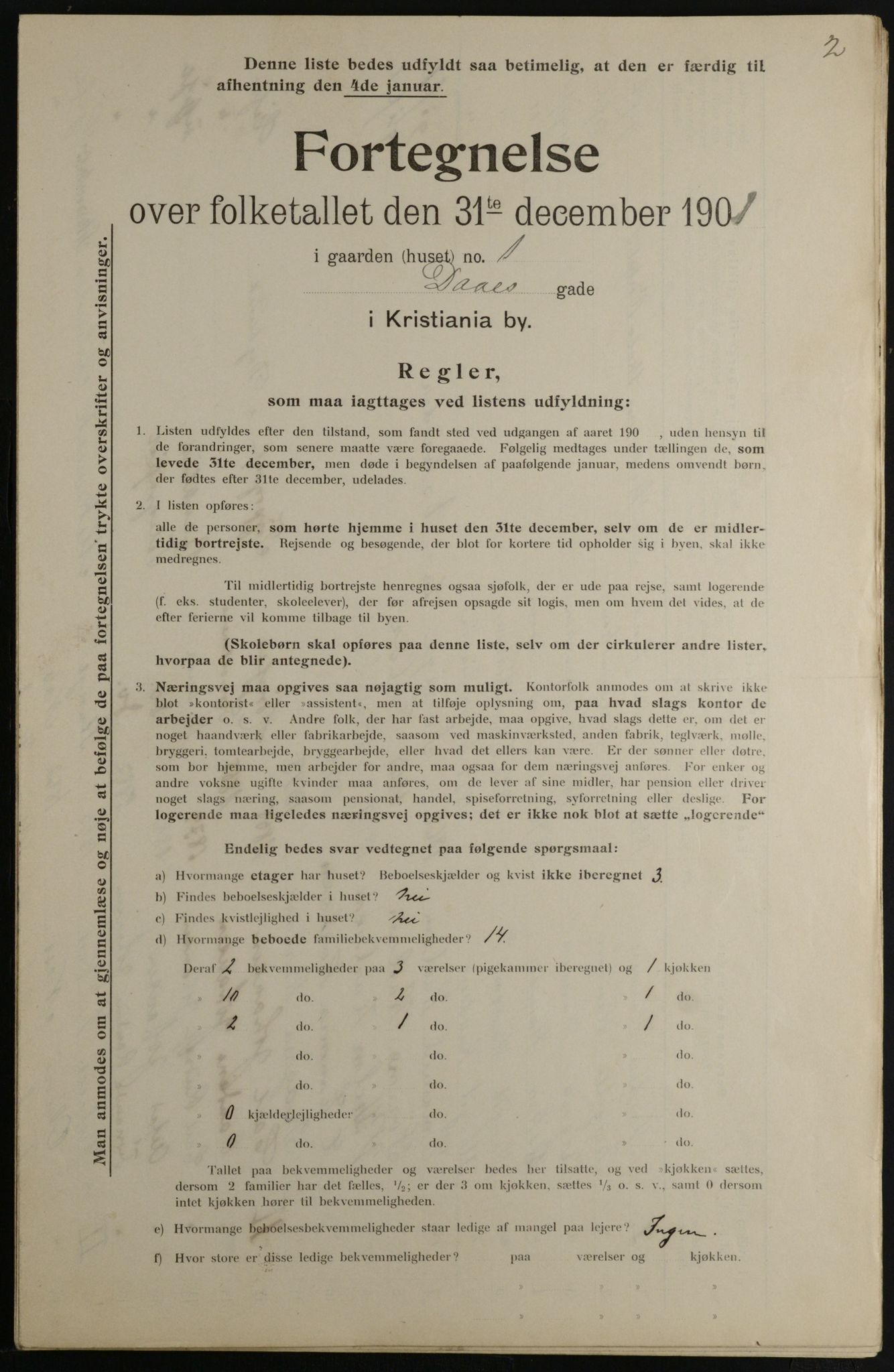OBA, Municipal Census 1901 for Kristiania, 1901, p. 2896