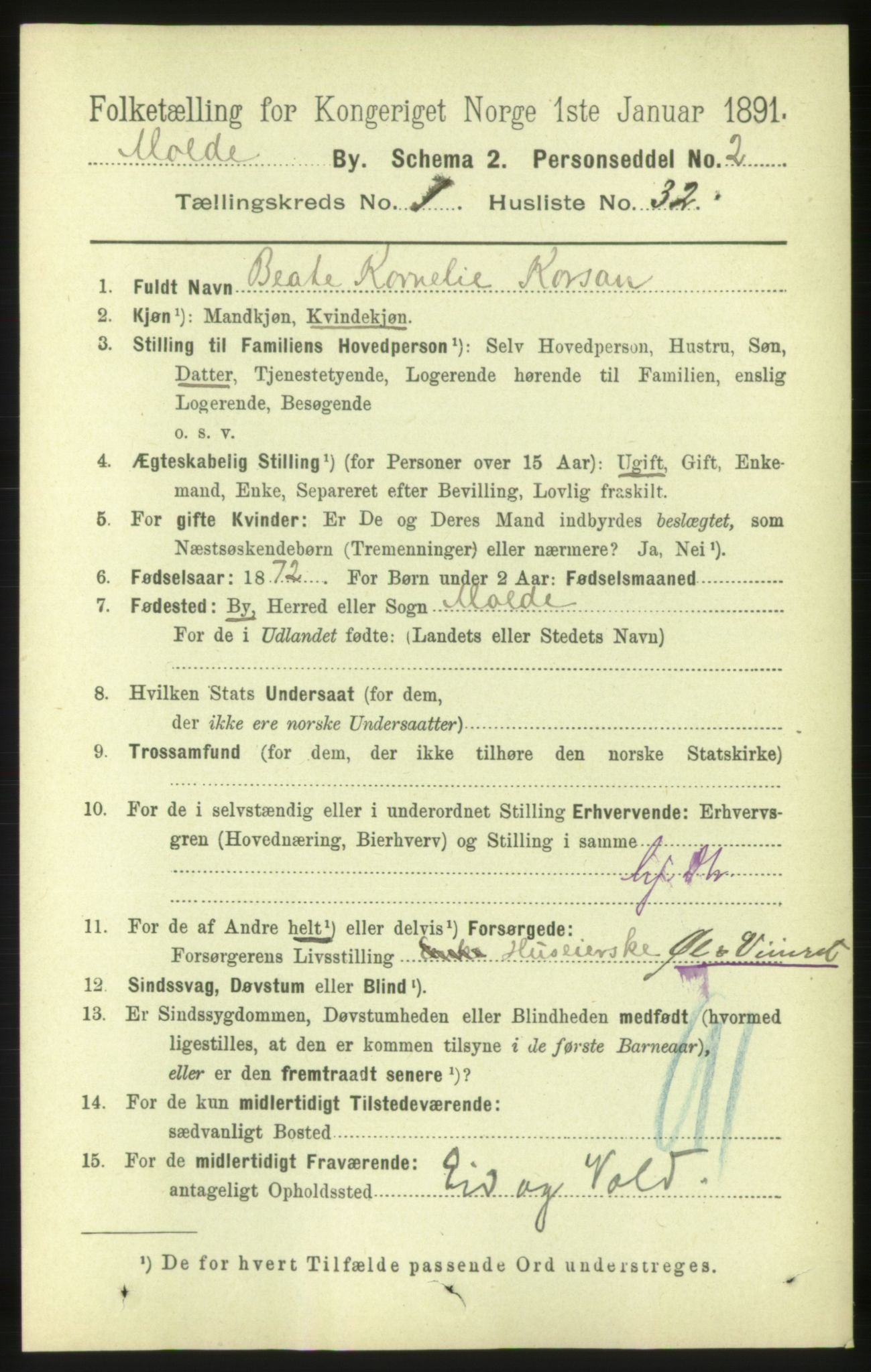 RA, 1891 census for 1502 Molde, 1891, p. 573