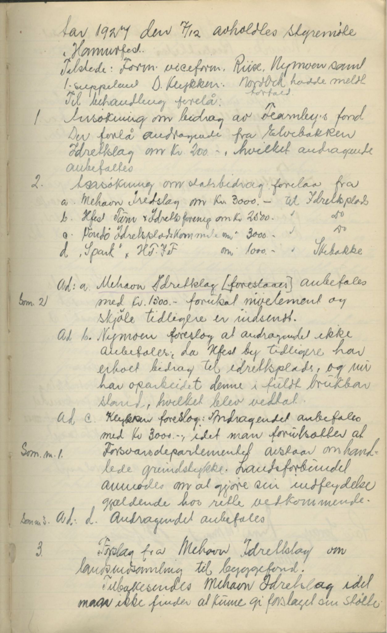 Finnmark Distriktslag for Idrett, FMFB/A-1040/A/L0001: Møteprotokoll, 1919-1940, p. 90