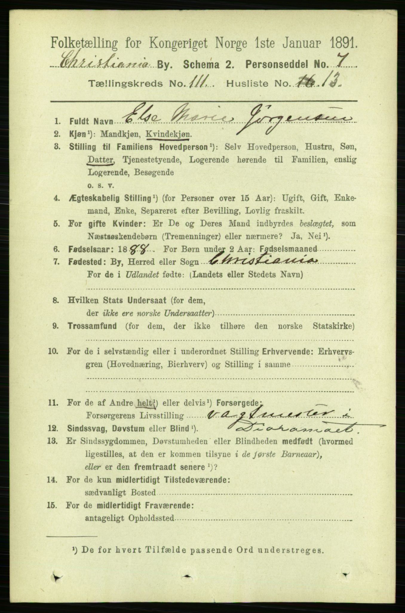 RA, 1891 census for 0301 Kristiania, 1891, p. 58262