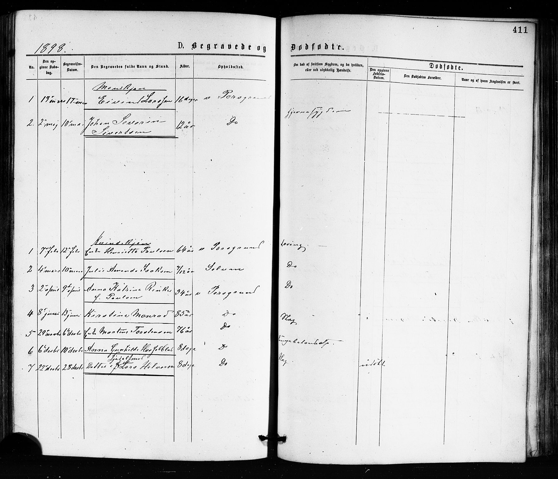 Porsgrunn kirkebøker , SAKO/A-104/G/Ga/L0003: Parish register (copy) no. I 3, 1877-1915, p. 411