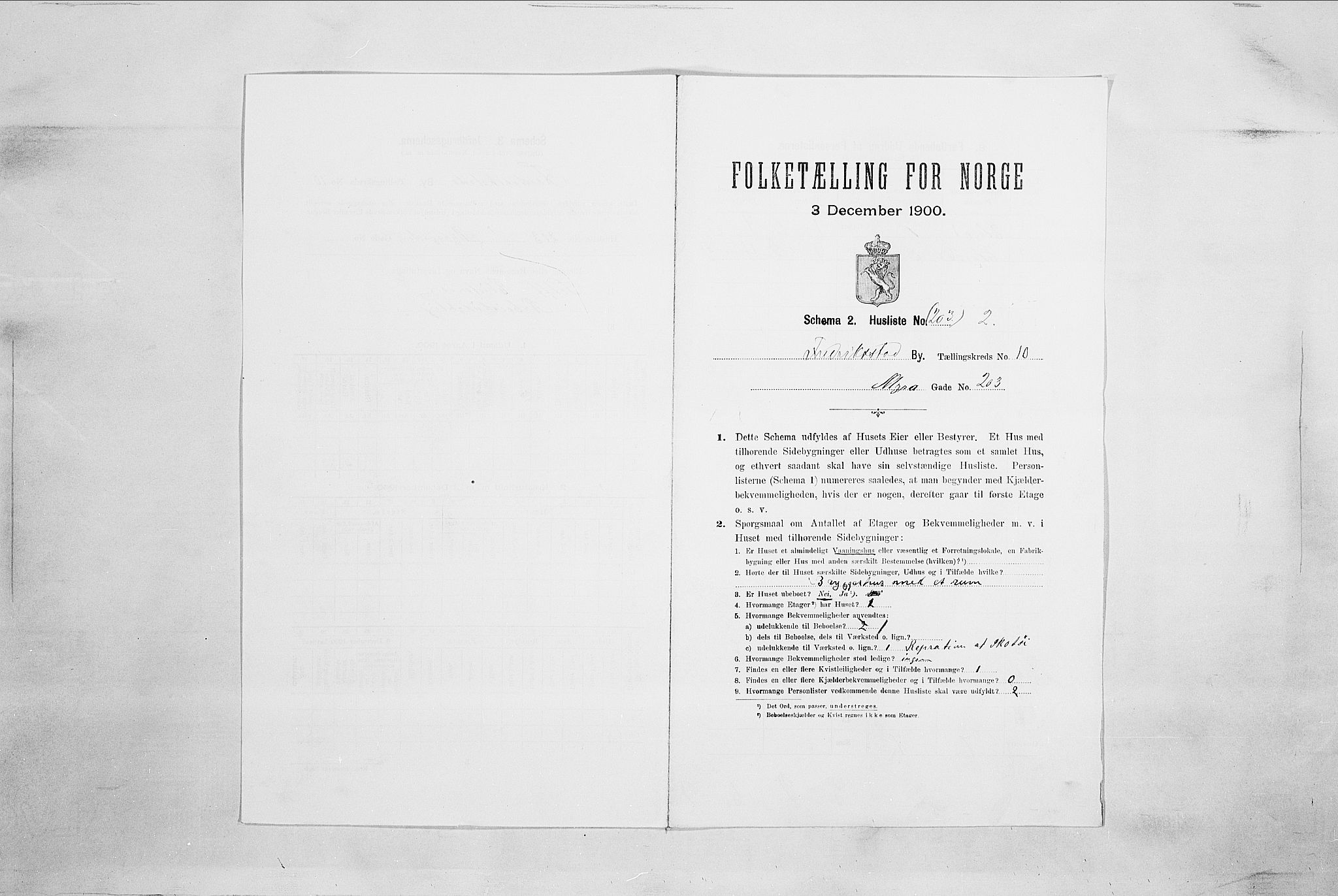 SAO, 1900 census for Fredrikstad, 1900