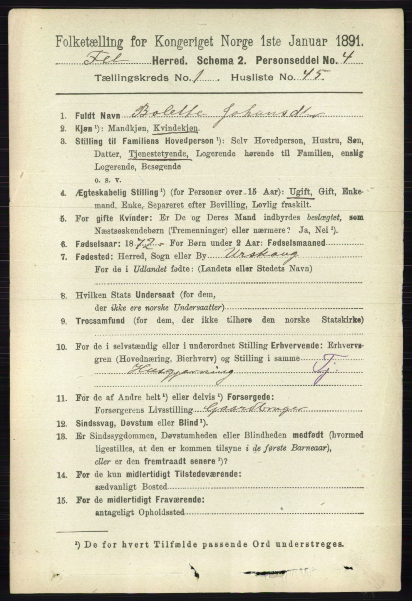 RA, 1891 census for 0227 Fet, 1891, p. 346