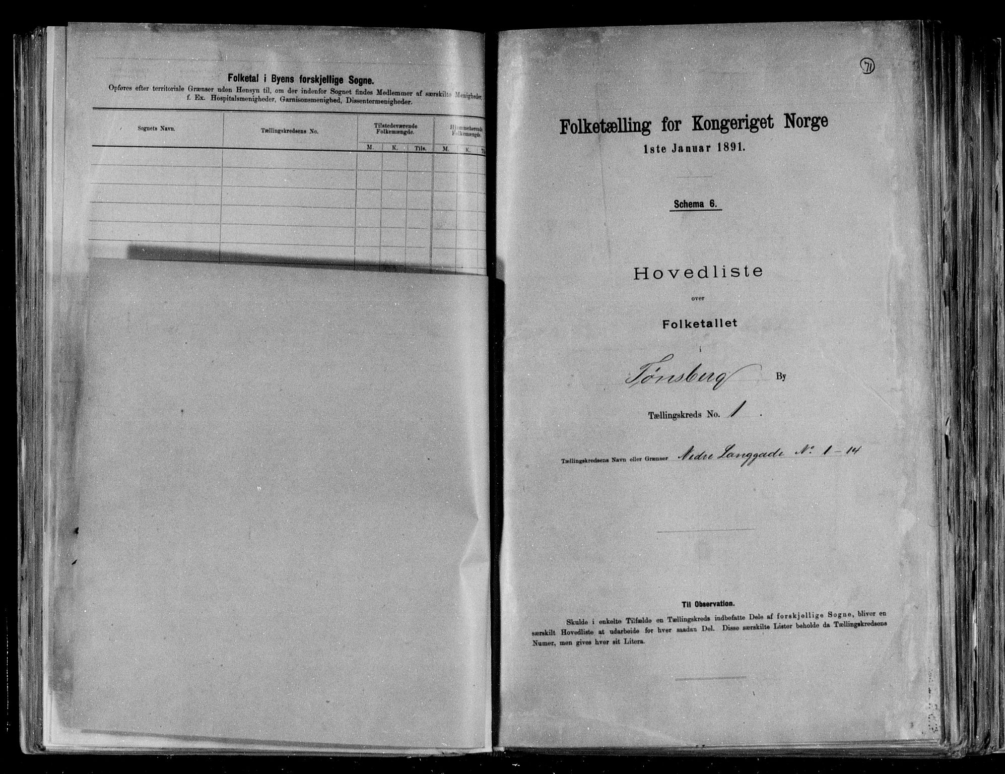 RA, 1891 census for 0705 Tønsberg, 1891, p. 5