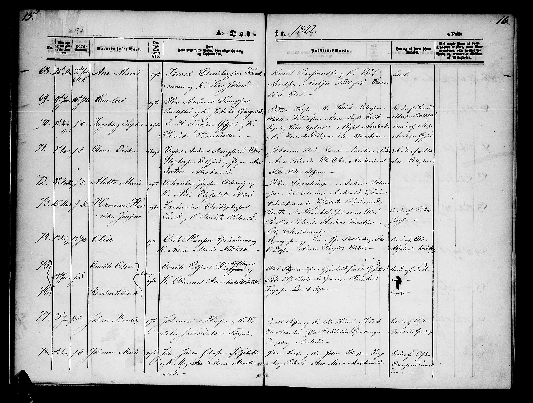 Lenvik sokneprestembete, SATØ/S-1310/H/Ha/Haa/L0005kirke: Parish register (official) no. 5, 1842-1844, p. 15-16