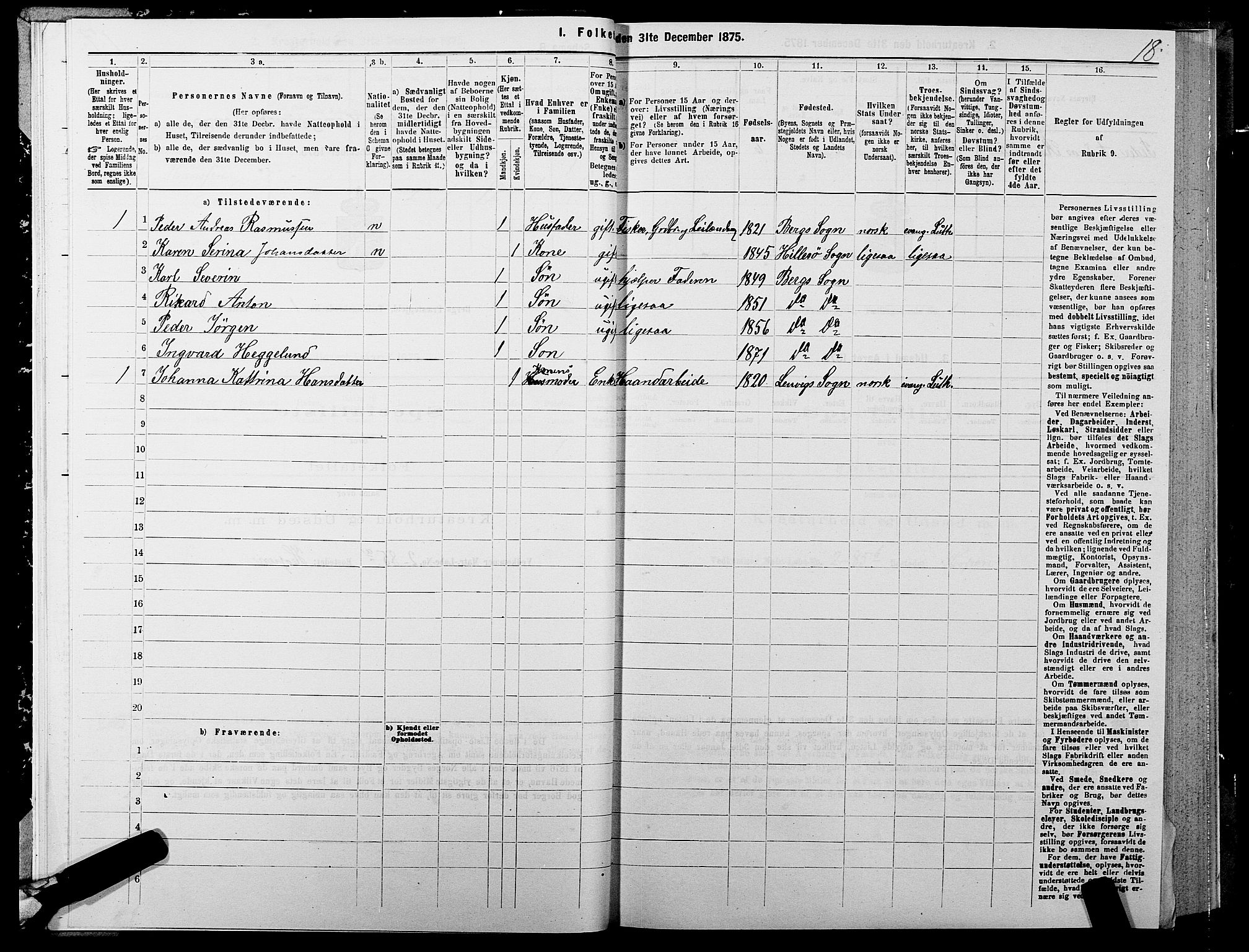 SATØ, 1875 census for 1929P Berg, 1875, p. 1018