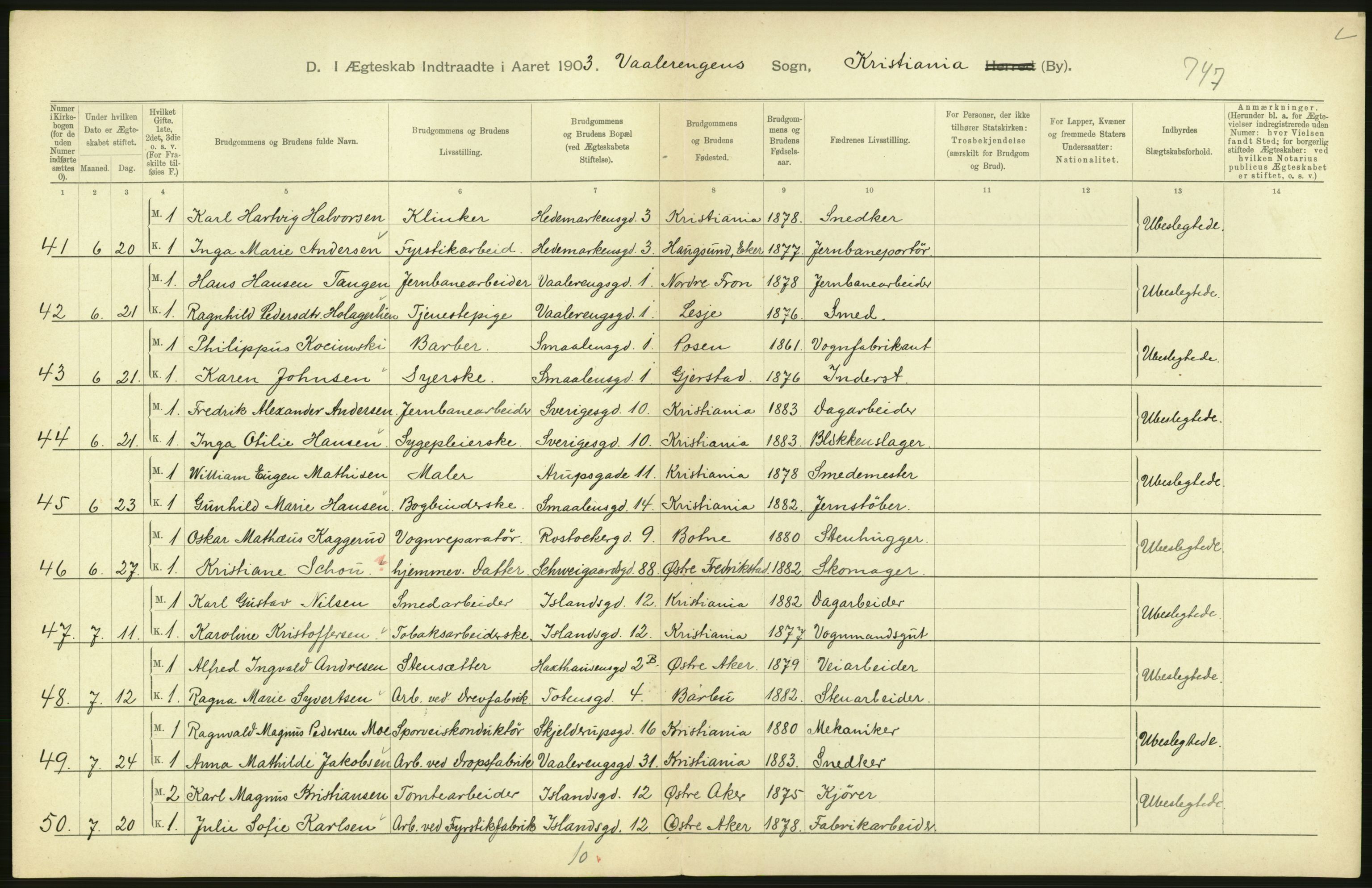 Statistisk sentralbyrå, Sosiodemografiske emner, Befolkning, AV/RA-S-2228/D/Df/Dfa/Dfaa/L0004: Kristiania: Gifte, døde, 1903, p. 524