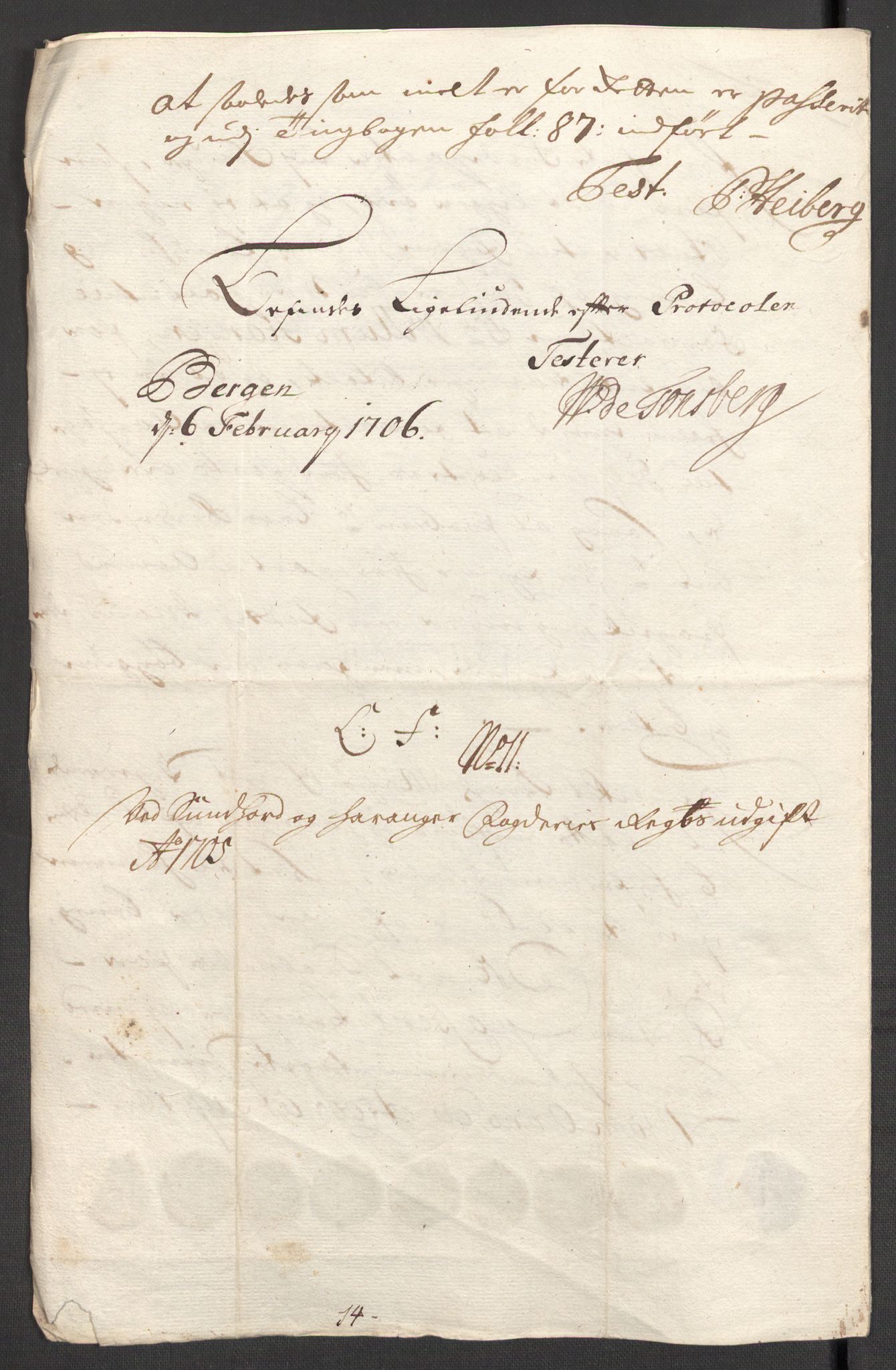 Rentekammeret inntil 1814, Reviderte regnskaper, Fogderegnskap, AV/RA-EA-4092/R48/L2983: Fogderegnskap Sunnhordland og Hardanger, 1705, p. 218