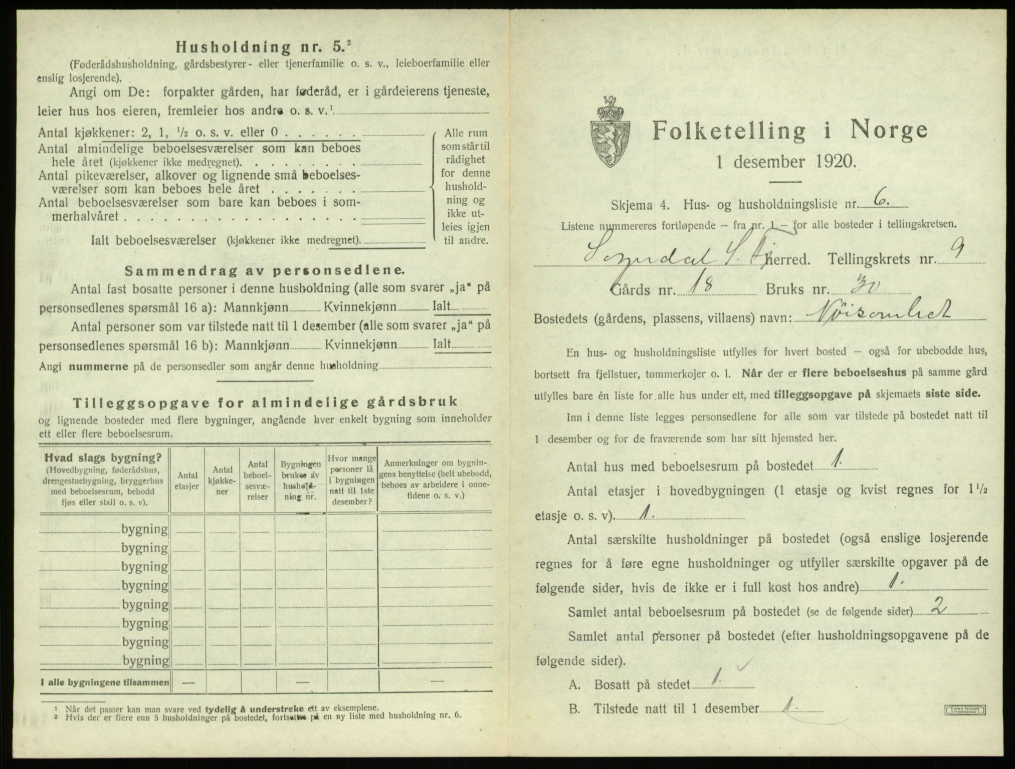 SAB, 1920 census for Sogndal, 1920, p. 555