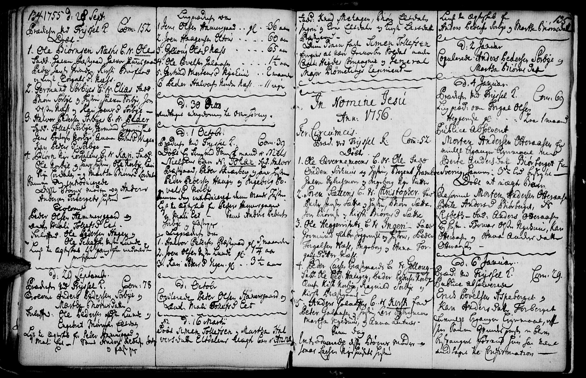 Elverum prestekontor, AV/SAH-PREST-044/H/Ha/Haa/L0001: Parish register (official) no. 1, 1730-1760, p. 134-135