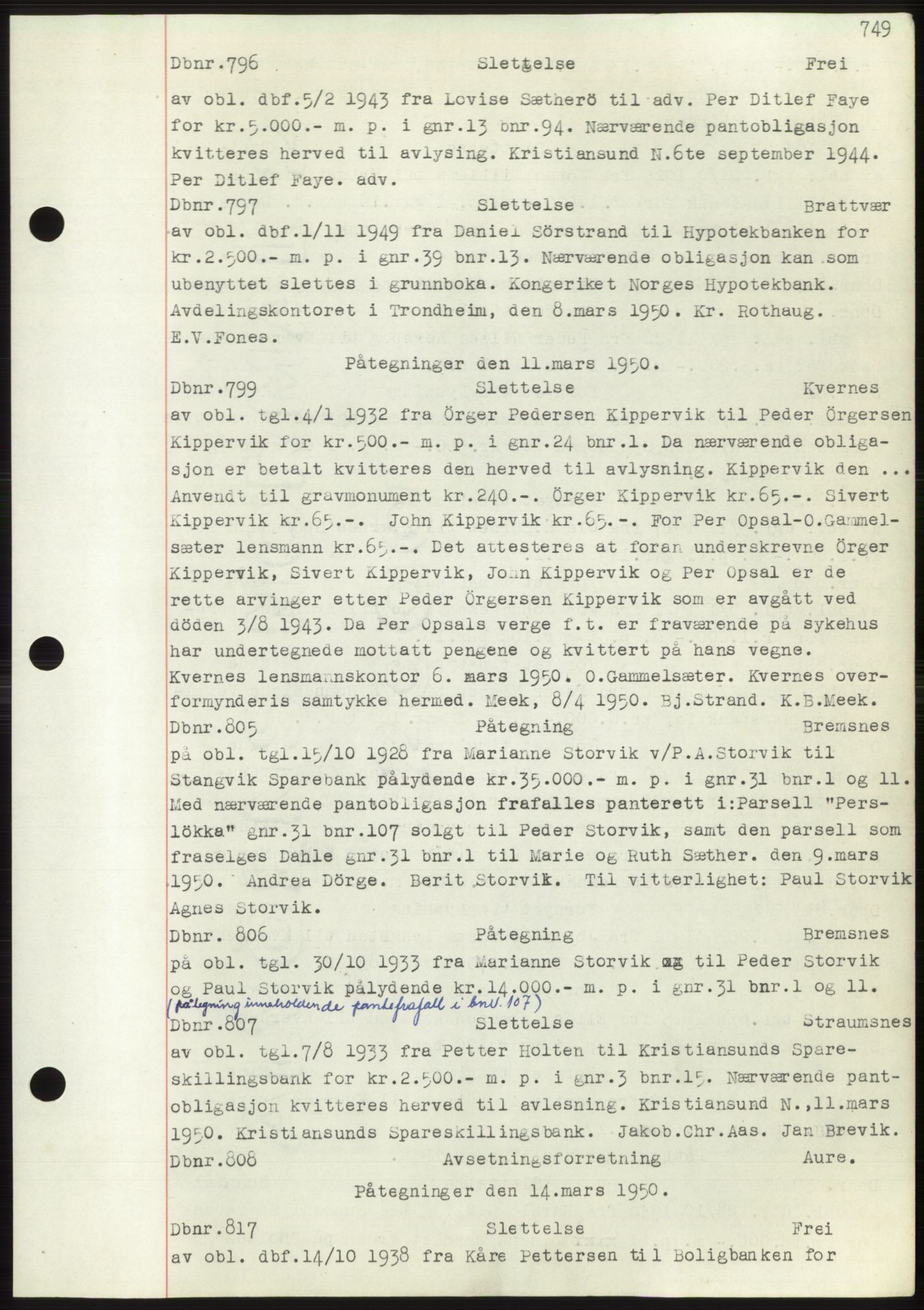 Nordmøre sorenskriveri, AV/SAT-A-4132/1/2/2Ca: Mortgage book no. C82b, 1946-1951, Diary no: : 796/1950