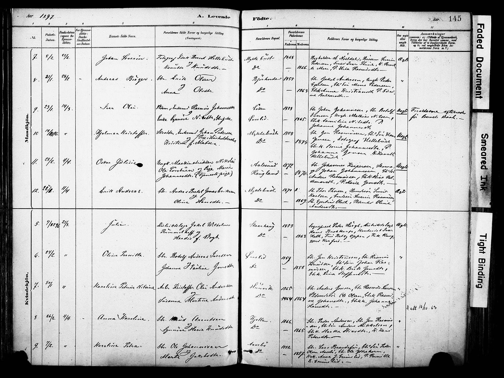 Eid sokneprestembete, AV/SAB-A-82301/H/Haa/Haab/L0001: Parish register (official) no. B 1, 1879-1906, p. 145