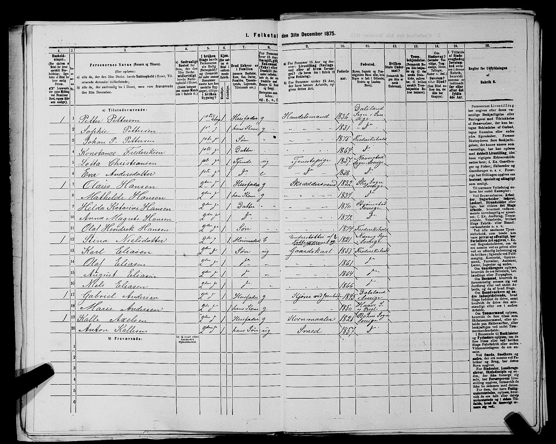 RA, 1875 census for 0101P Fredrikshald, 1875, p. 378