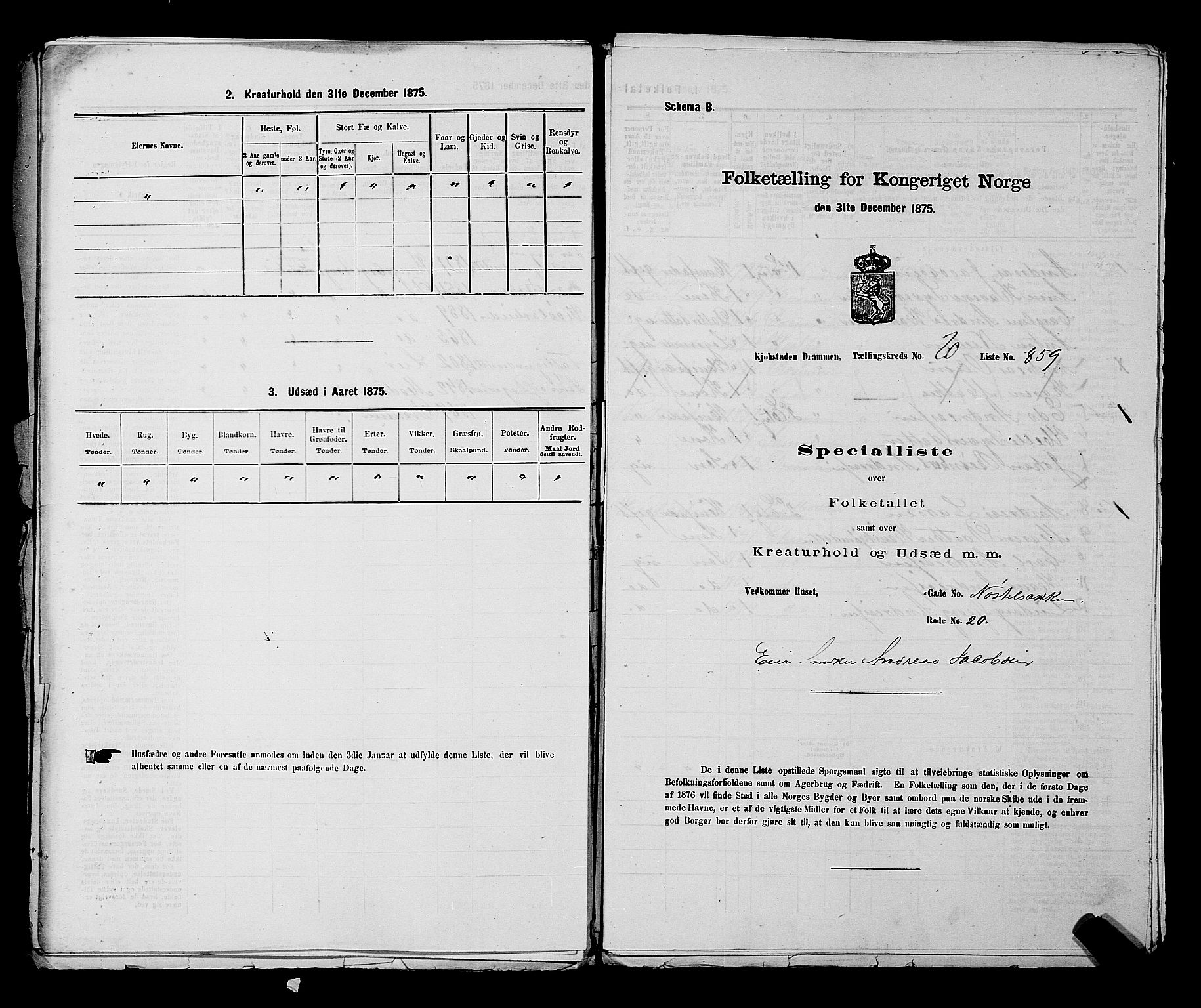 SAKO, 1875 census for 0602 Drammen, 1875, p. 2095