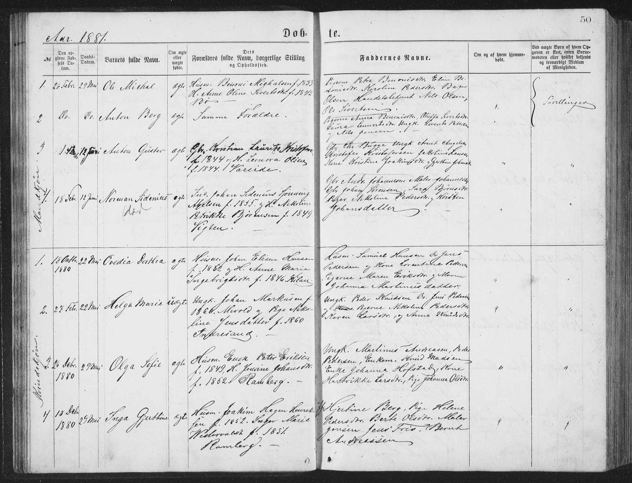 Ministerialprotokoller, klokkerbøker og fødselsregistre - Nordland, SAT/A-1459/885/L1213: Parish register (copy) no. 885C02, 1874-1892, p. 50