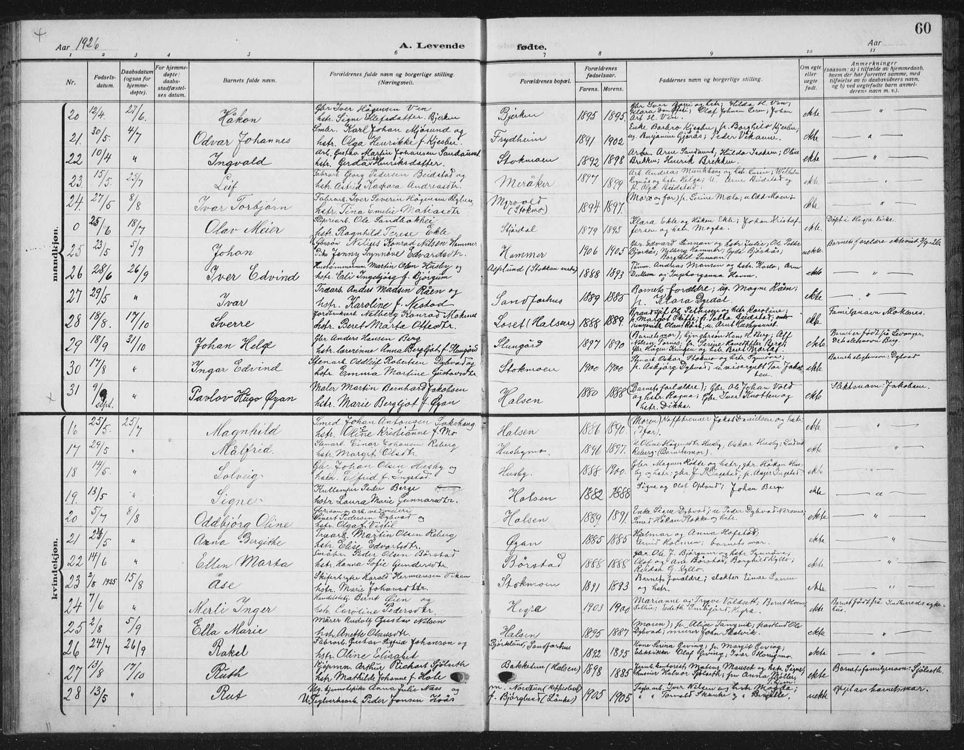 Ministerialprotokoller, klokkerbøker og fødselsregistre - Nord-Trøndelag, AV/SAT-A-1458/709/L0088: Parish register (copy) no. 709C02, 1914-1934, p. 60