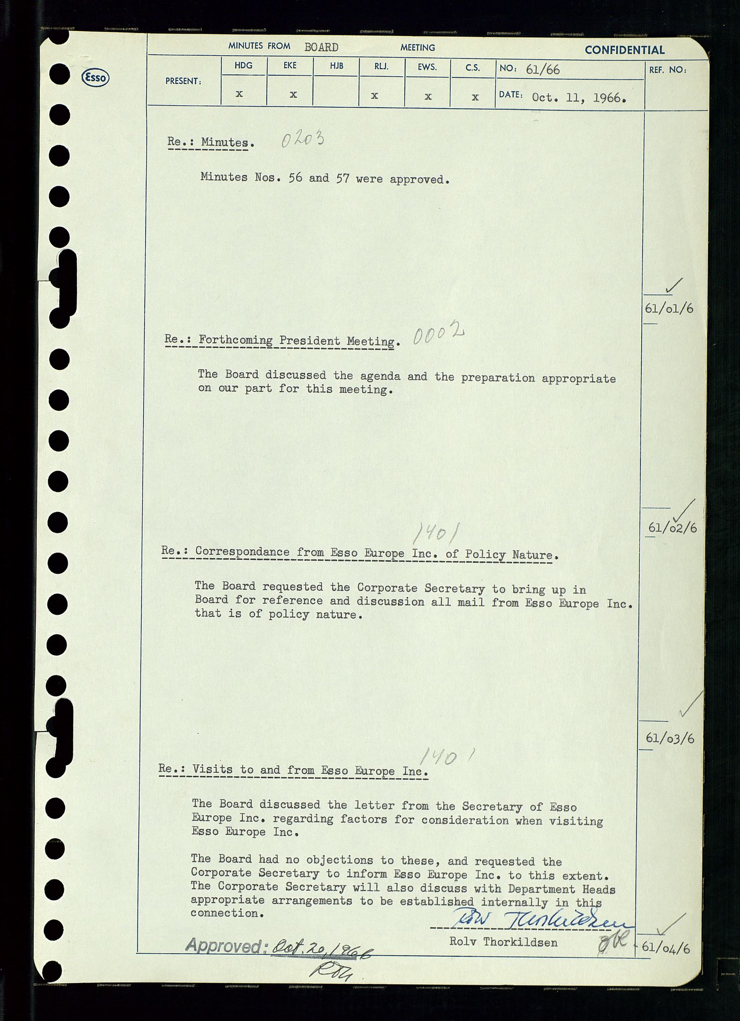 Pa 0982 - Esso Norge A/S, AV/SAST-A-100448/A/Aa/L0002/0002: Den administrerende direksjon Board minutes (styrereferater) / Den administrerende direksjon Board minutes (styrereferater), 1966, p. 128