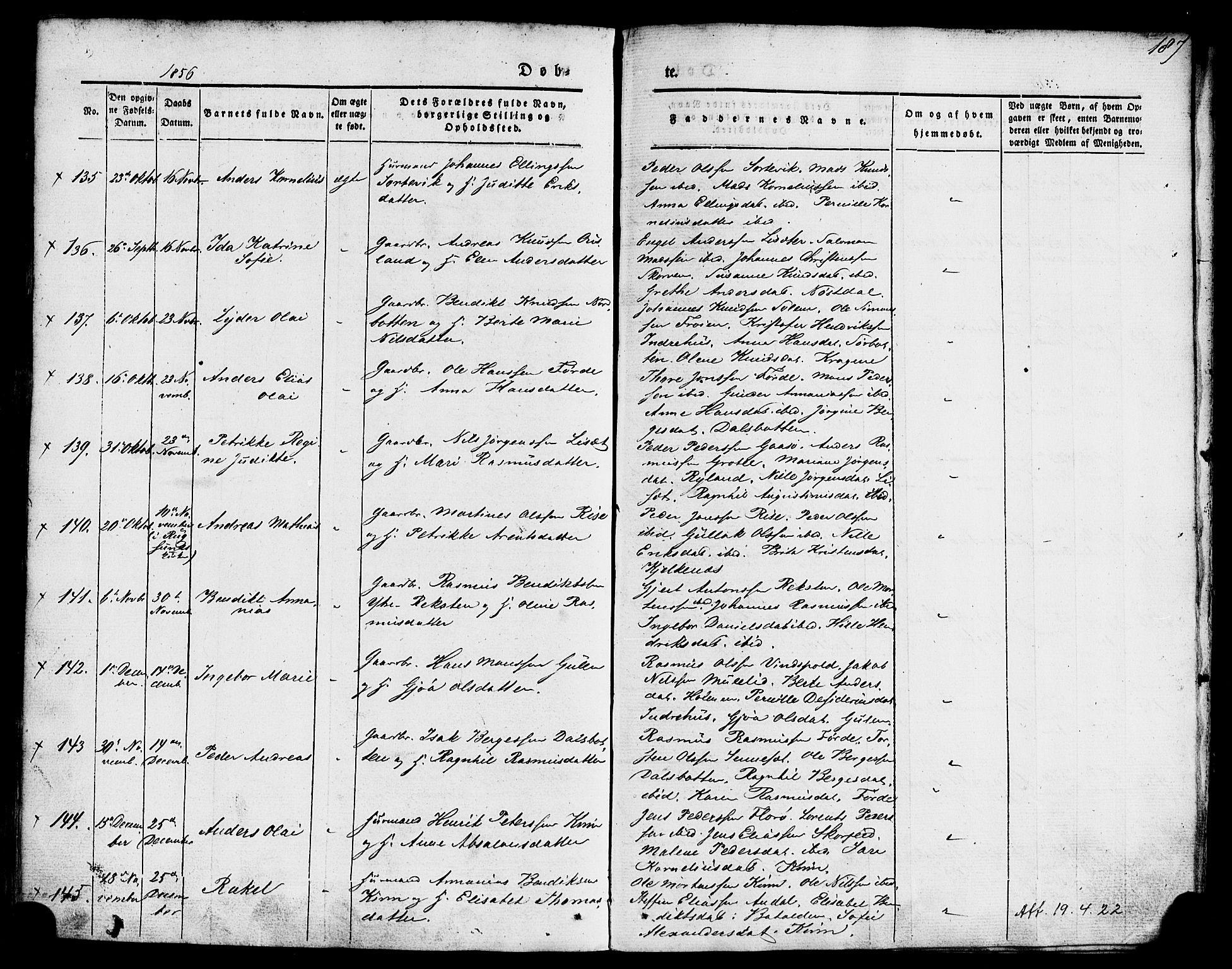 Kinn sokneprestembete, AV/SAB-A-80801/H/Haa/Haaa/L0005: Parish register (official) no. A 5, 1841-1857, p. 187