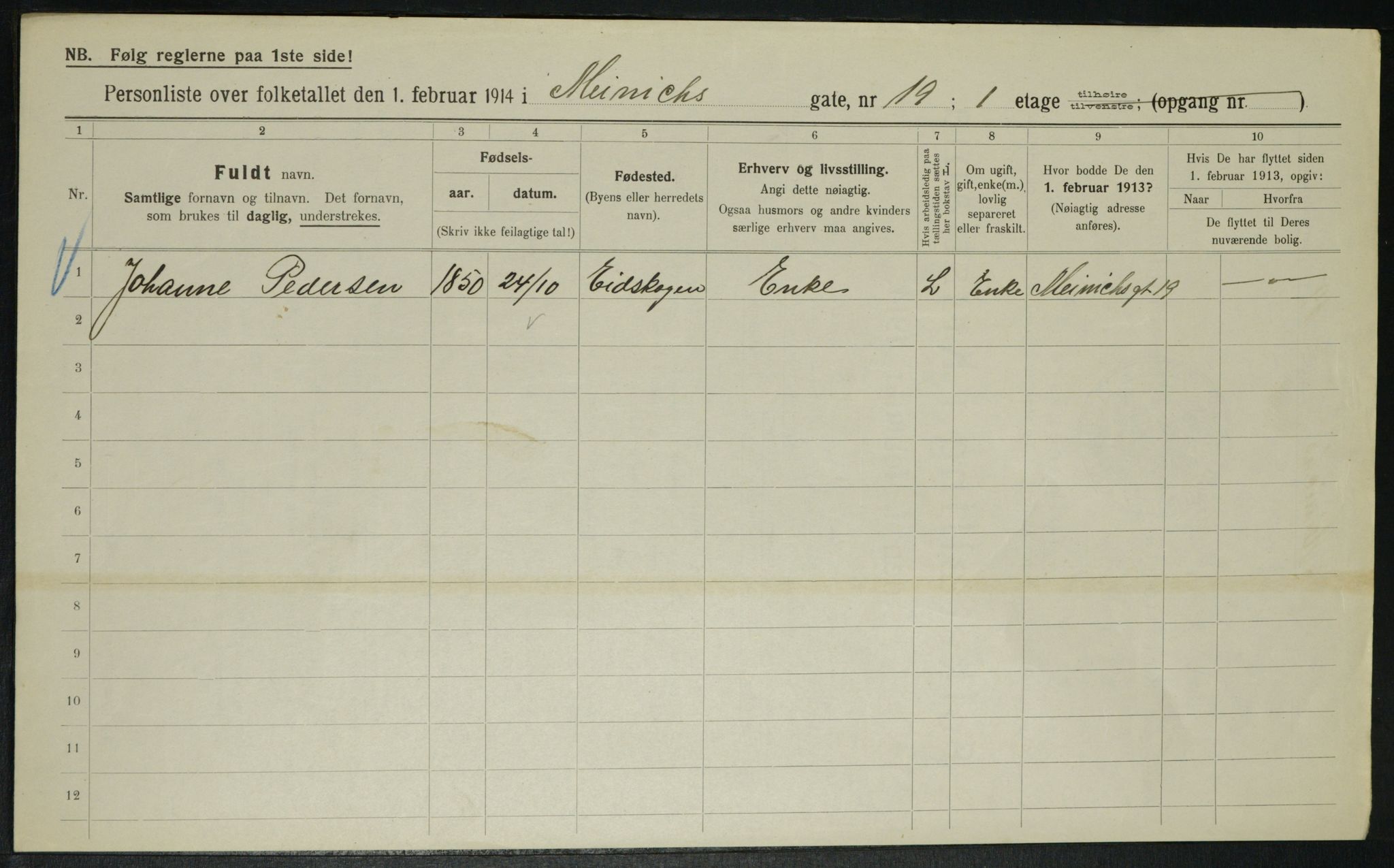 OBA, Municipal Census 1914 for Kristiania, 1914, p. 1336