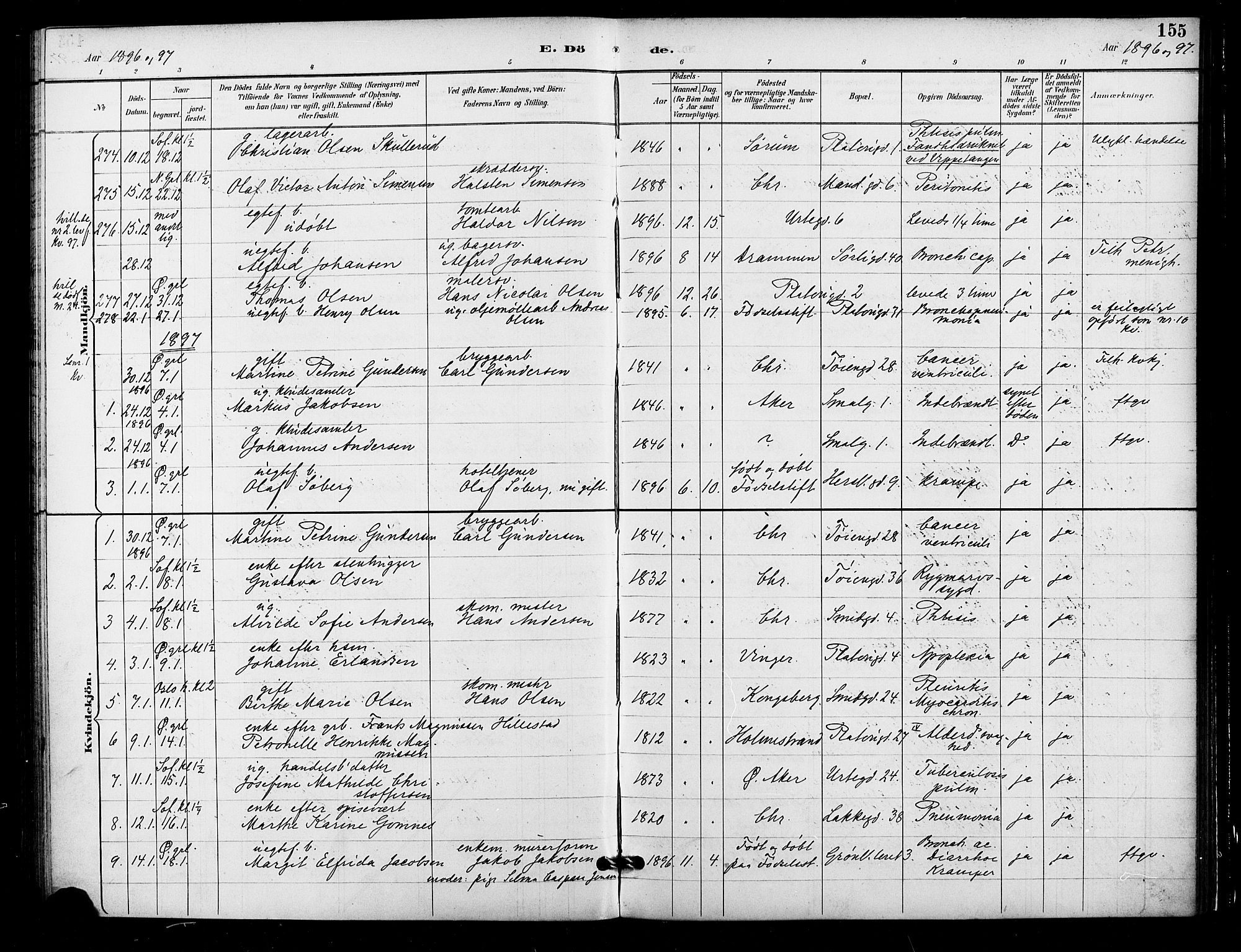 Grønland prestekontor Kirkebøker, AV/SAO-A-10848/F/Fa/L0010: Parish register (official) no. 10, 1891-1898, p. 155