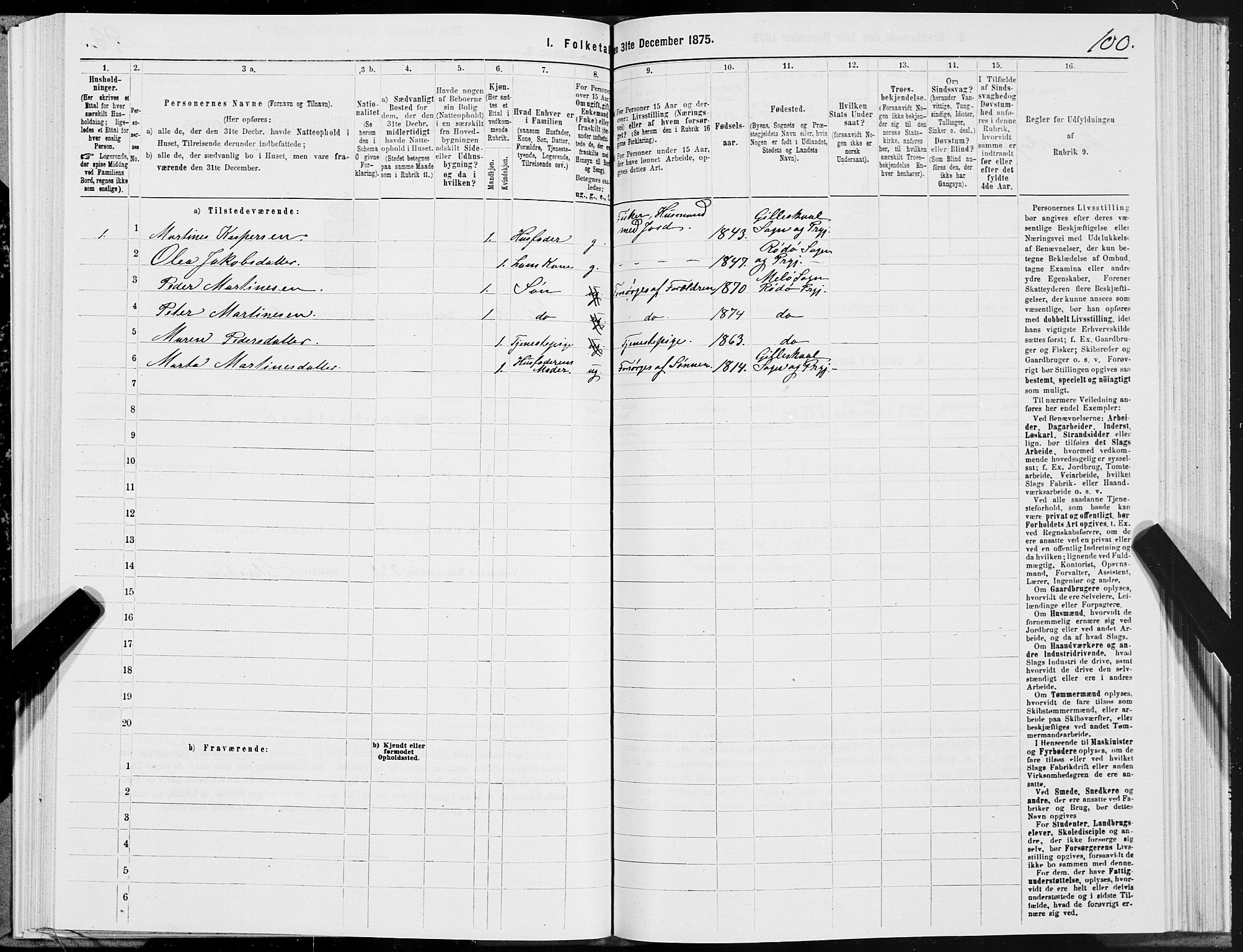 SAT, 1875 census for 1836P Rødøy, 1875, p. 3100