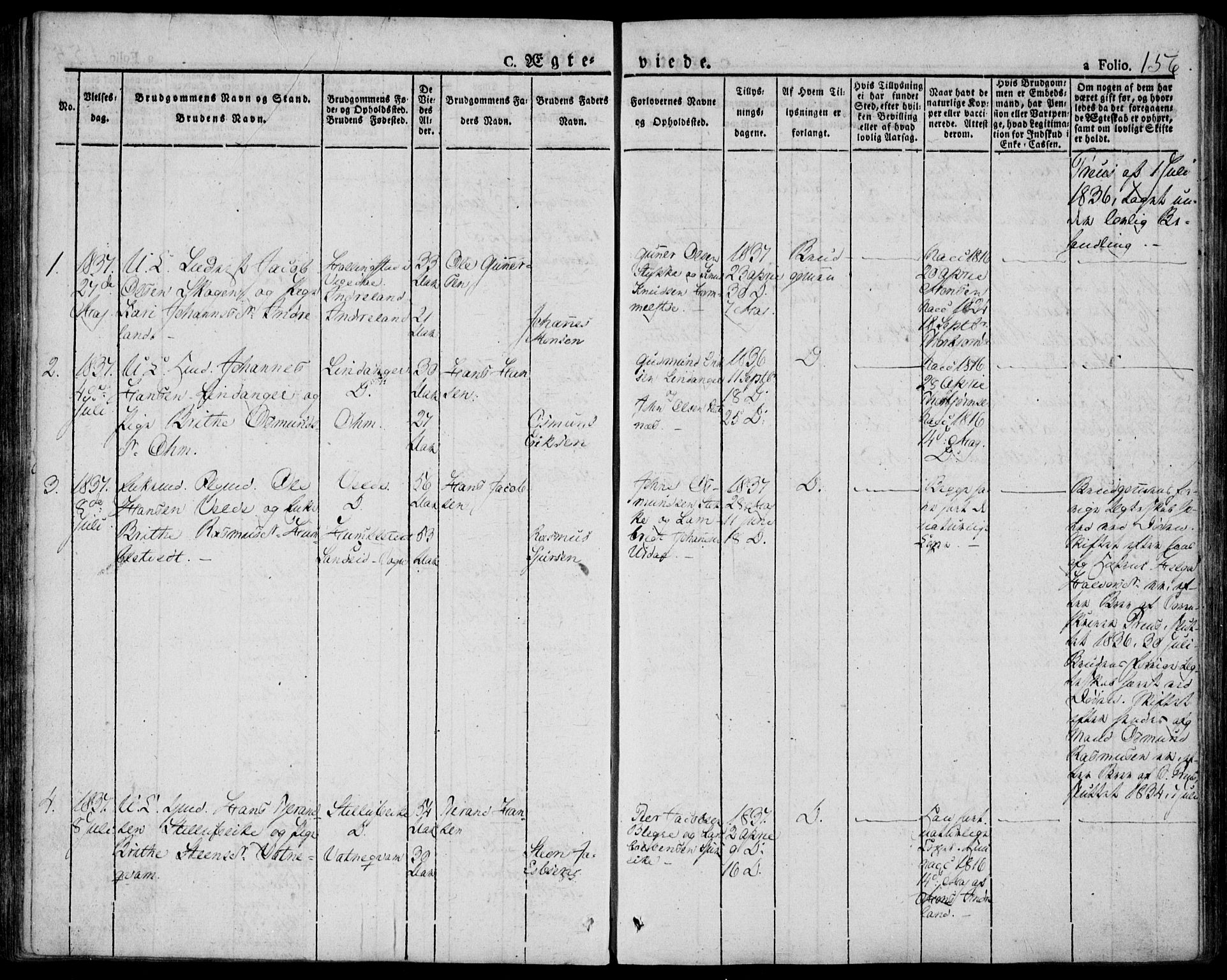 Skjold sokneprestkontor, AV/SAST-A-101847/H/Ha/Haa/L0005: Parish register (official) no. A 5, 1830-1856, p. 156