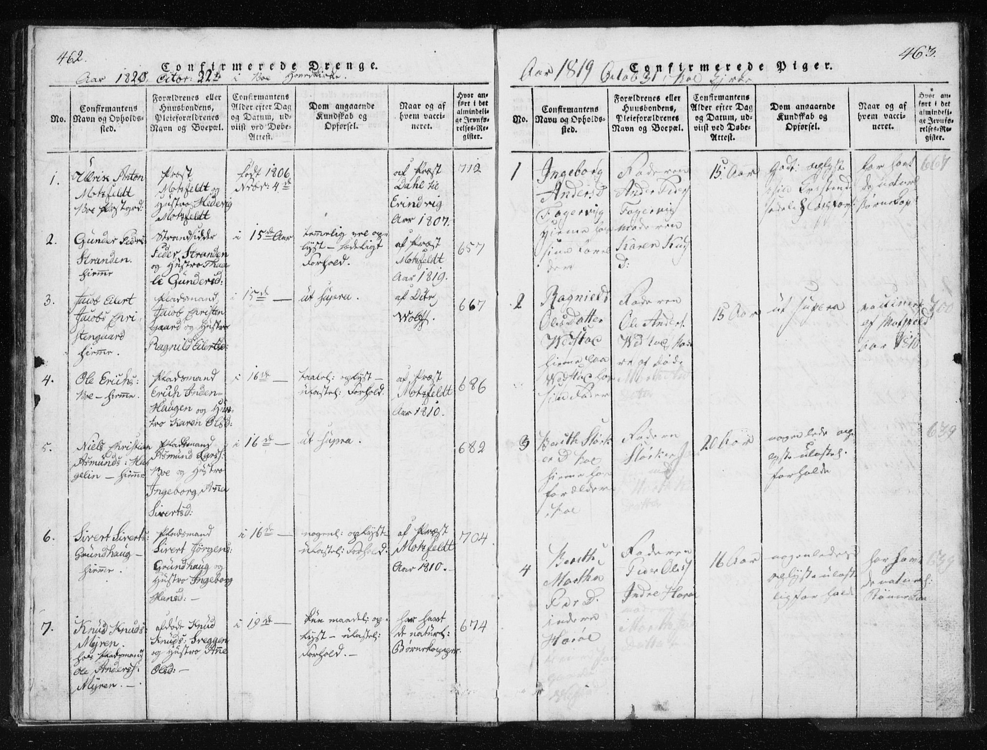 Ministerialprotokoller, klokkerbøker og fødselsregistre - Møre og Romsdal, AV/SAT-A-1454/566/L0772: Parish register (copy) no. 566C01, 1818-1845, p. 462-463