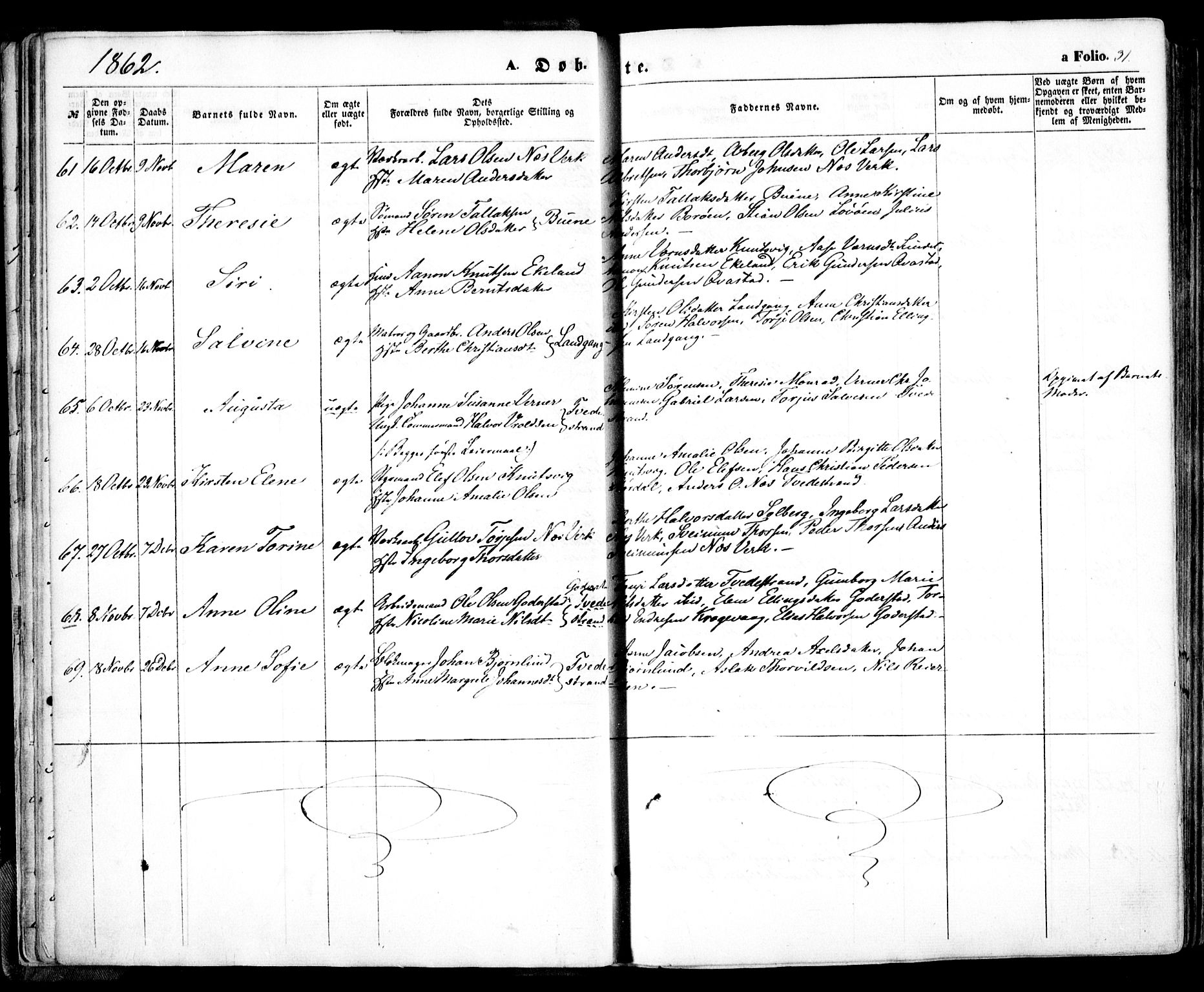 Holt sokneprestkontor, AV/SAK-1111-0021/F/Fa/L0009: Parish register (official) no. A 9, 1861-1871, p. 31